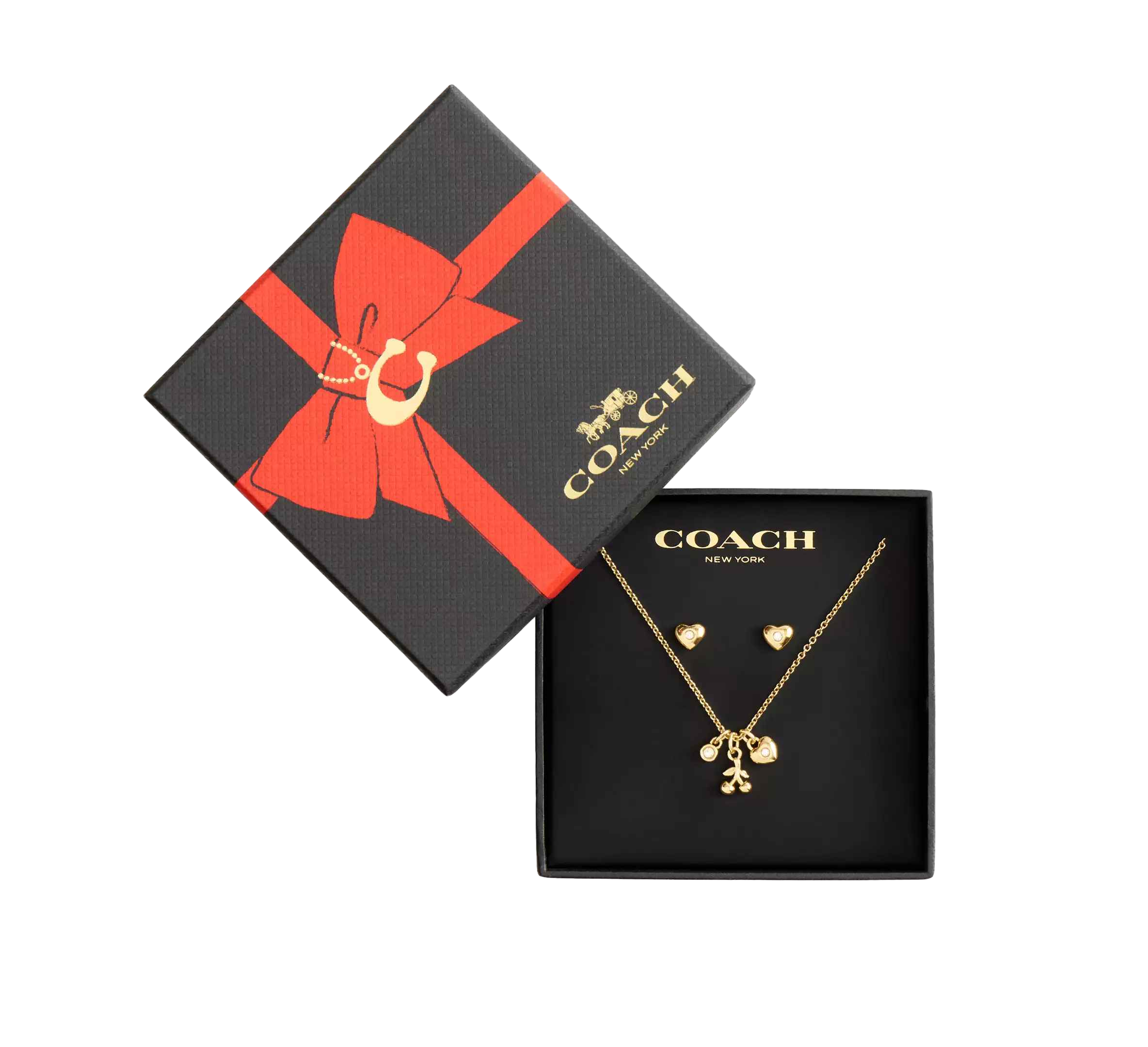 【Coach Outlet】Cherry And Heart Earrings And Necklace Set  金
