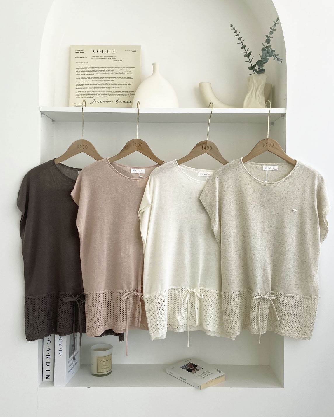 法朵Fado shop｜下擺鏤空抽繩蝴蝶結針織上衣 0115083 四色