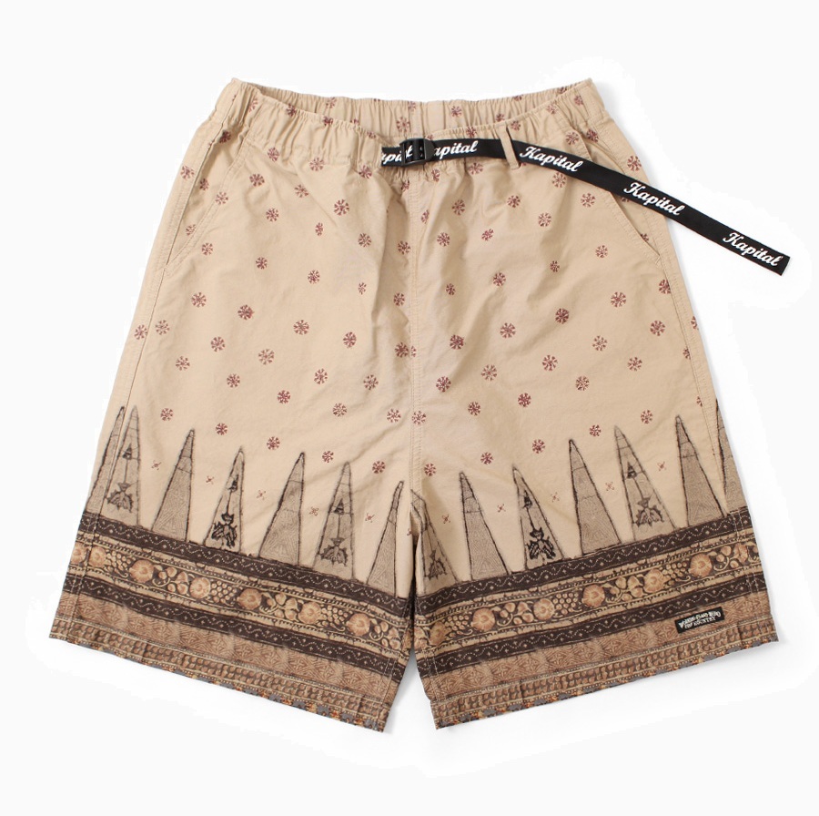 KAPITAL 40/2 Combed Weather Fabric, Sarasa Pattern EASY SHORTS - PRE ORDER ITEM (預訂中)