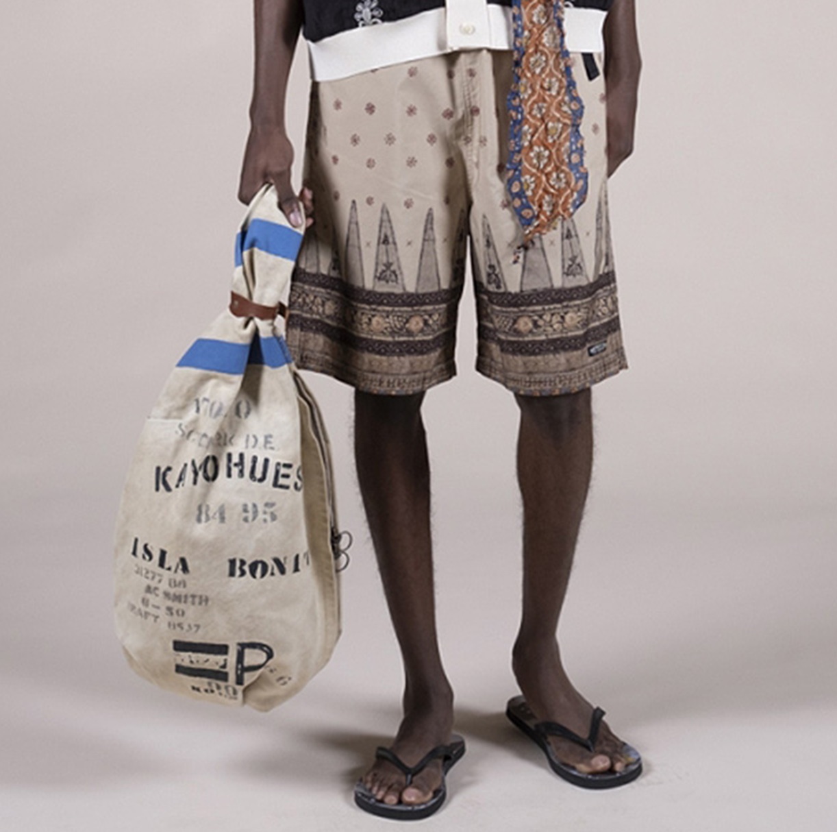 KAPITAL 40/2 Combed Weather Fabric, Sarasa Pattern EASY SHORTS - PRE ORDER ITEM (預訂中)