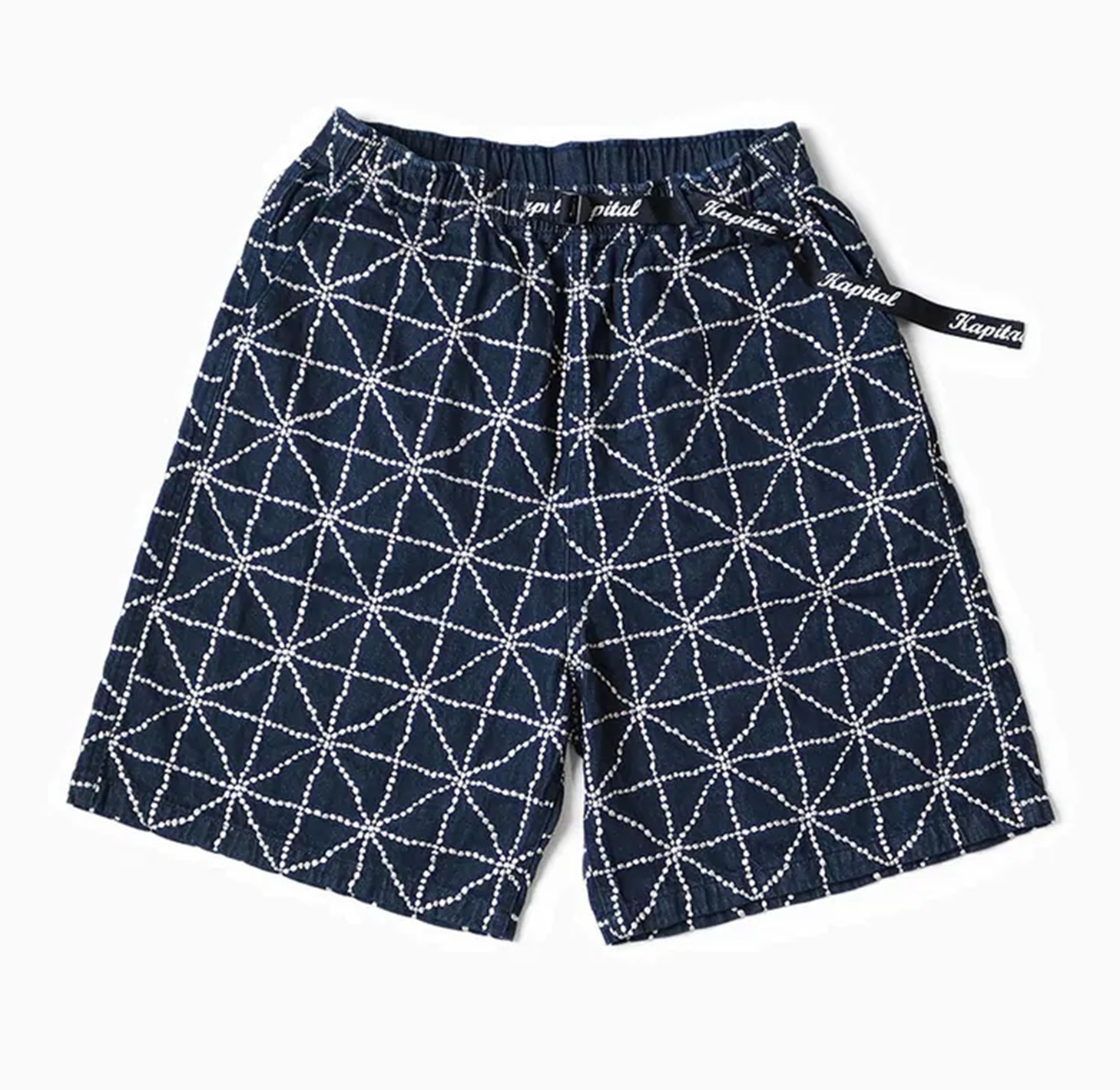 KAPITAL 8OZ DENIM FOLK-DOJO Embroidered EASY SHORTS - PRE ORDER ITEM (預訂中)