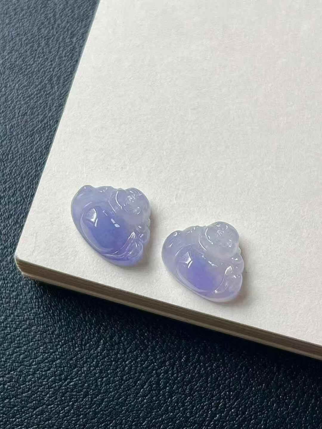 523352 翡翠紫羅蘭坐佛一對
