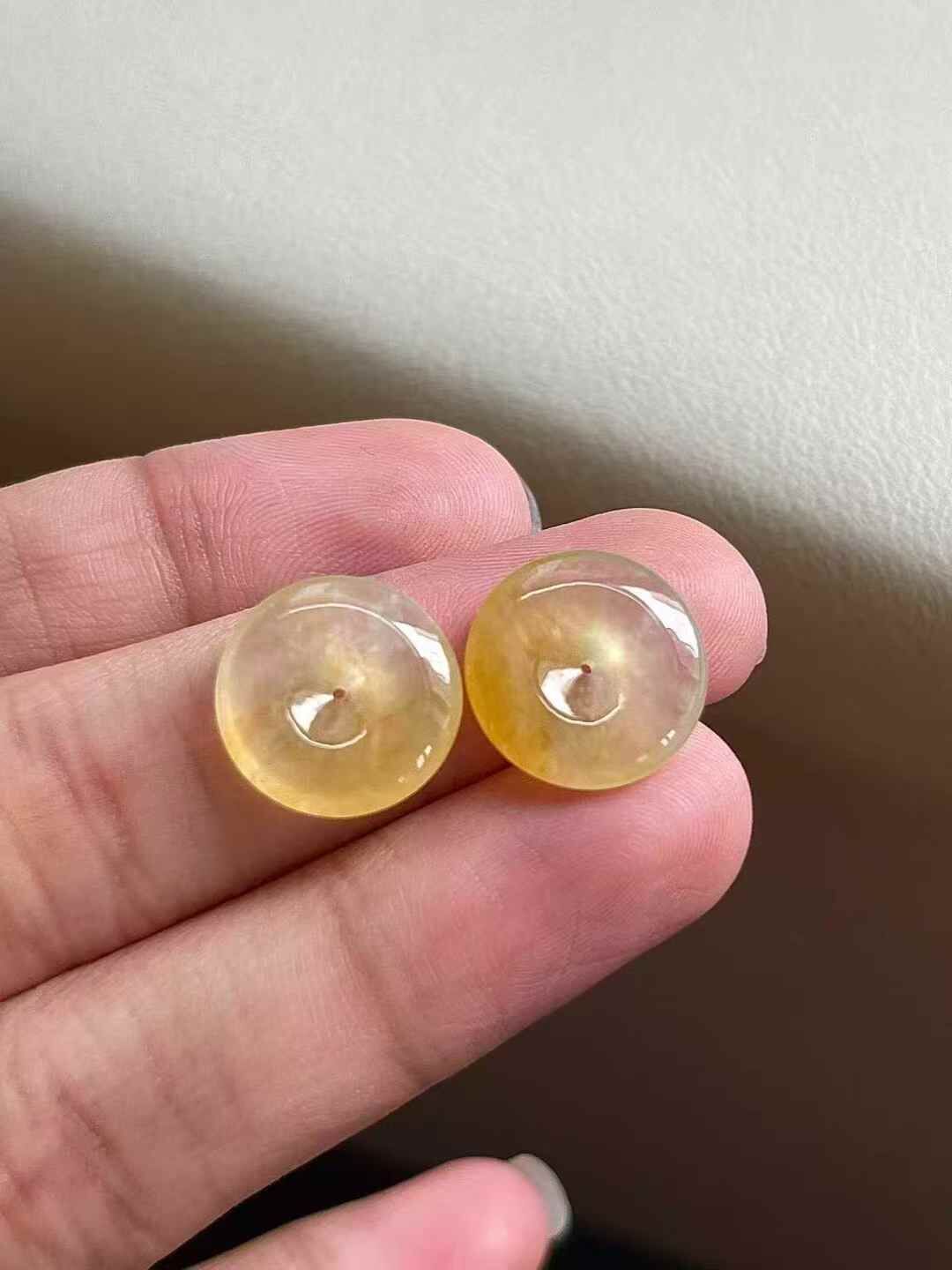 翡翠黃翡平安扣一對,天然翡翠A玉, 緬甸玉, Jade, Jadeite