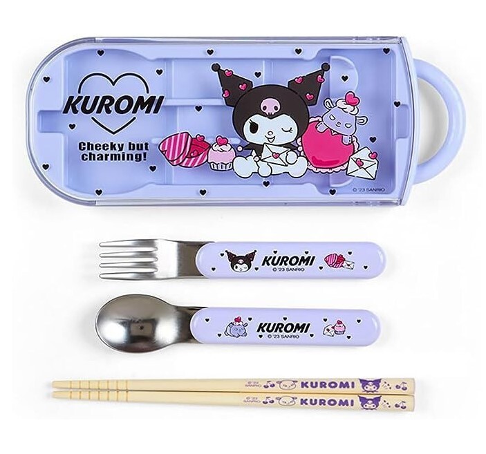 日本製 Sanrio Kuromi 三件套 餐具組（附收納盒）#C5