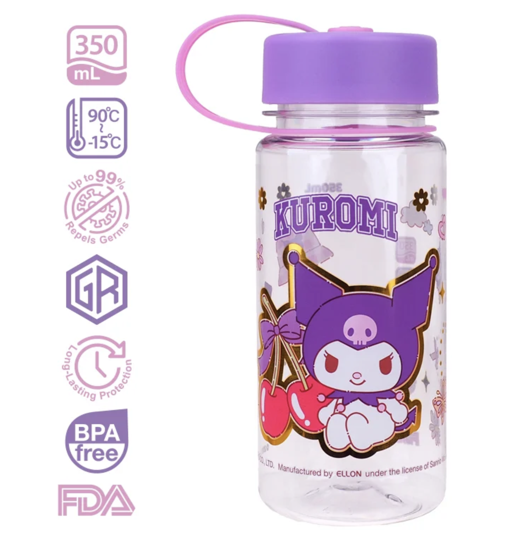 Kuromi 350ml BPA Free 膠水樽 9-7108-21