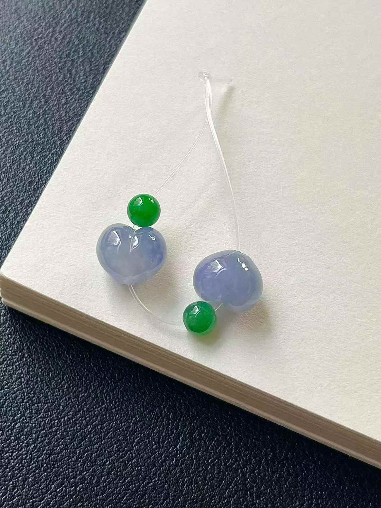 翡翠桃心珠子一手,天然翡翠A玉, 緬甸玉, Jade, Jadeite