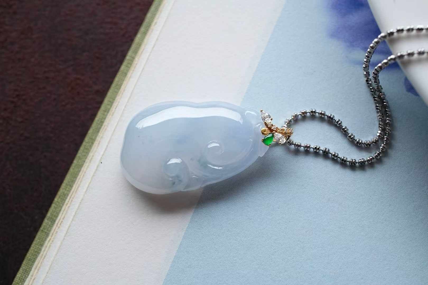 523826 翡翠冰紫羅蘭如意吊墜