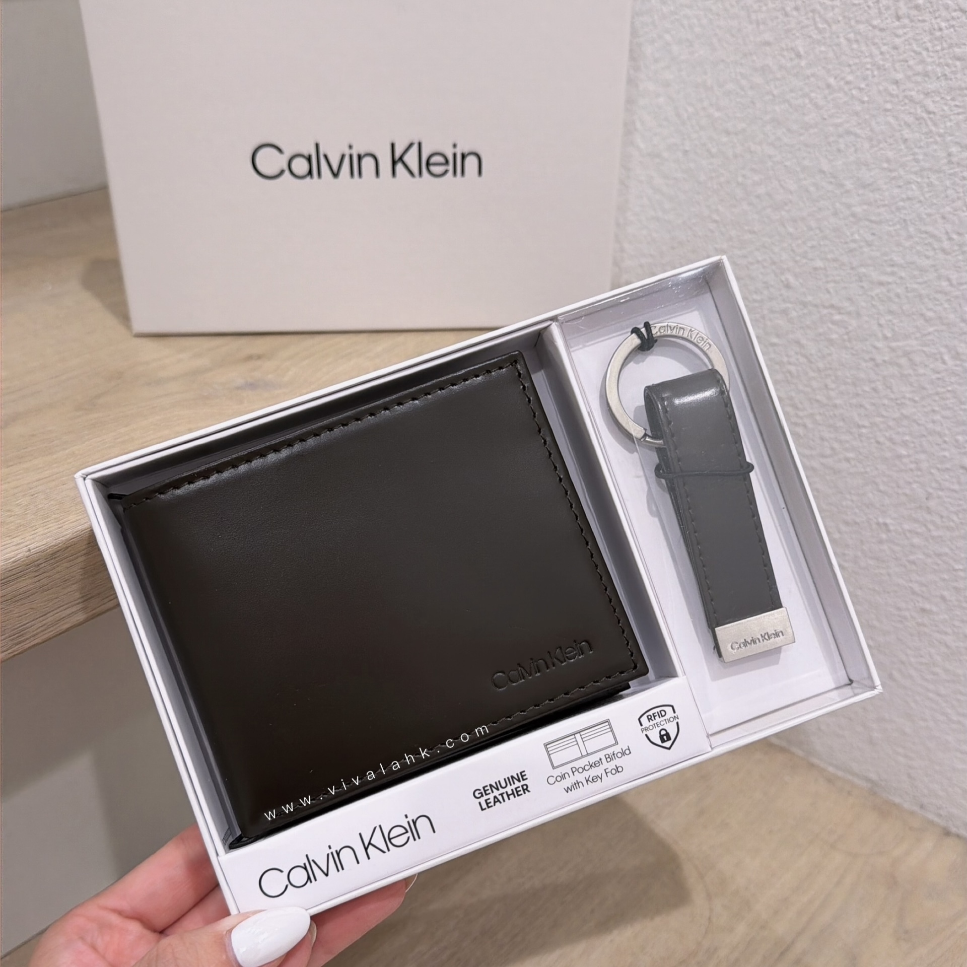 Calvin Klein - 男裝銀包 (連鎖鑰扣) (相位+散子位) (滑皮)