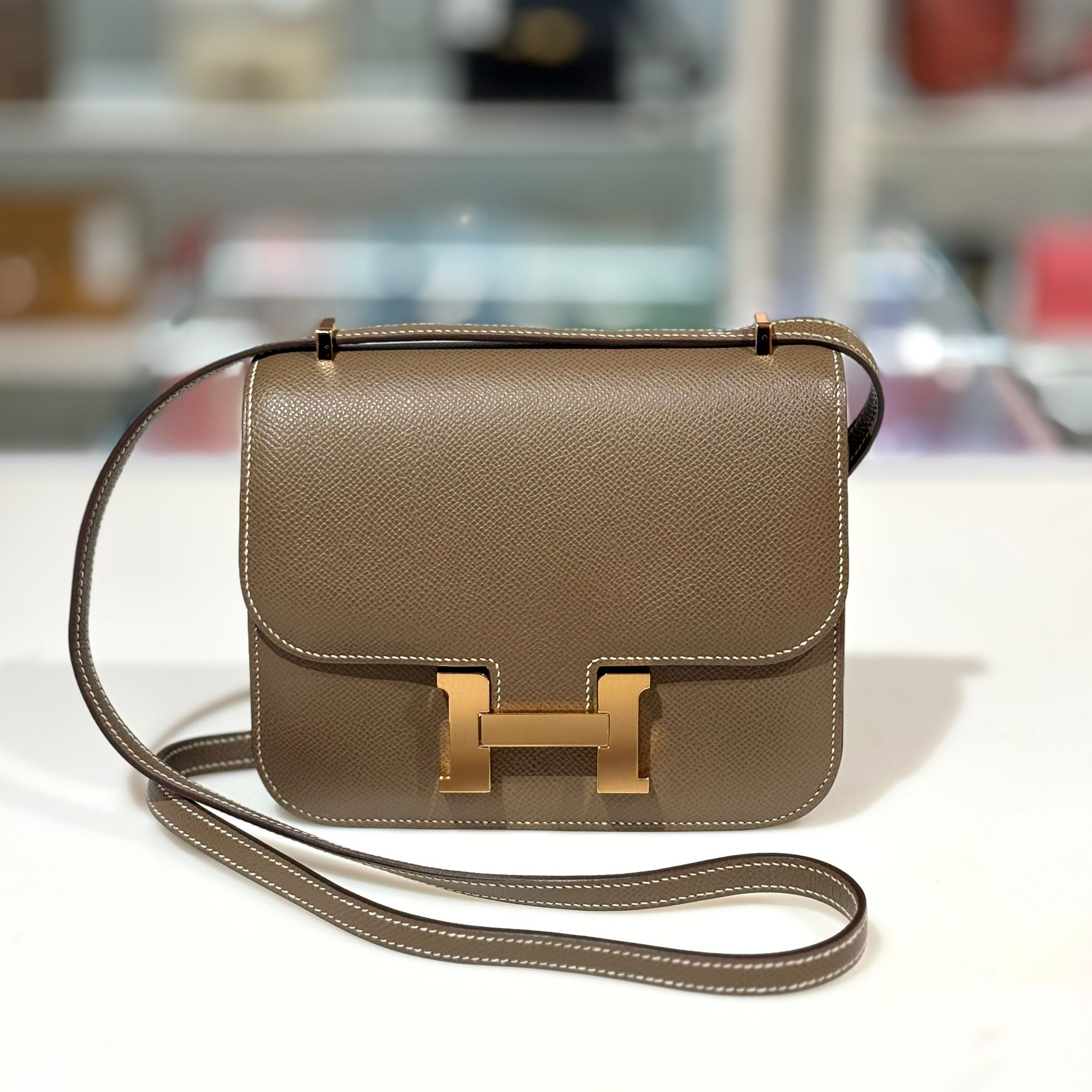 全新MINI CONSTANCE B 大象灰玫瑰金扣EPSOM皮, C19, 迷你康康包, #BRAND NEW #香榭站正品