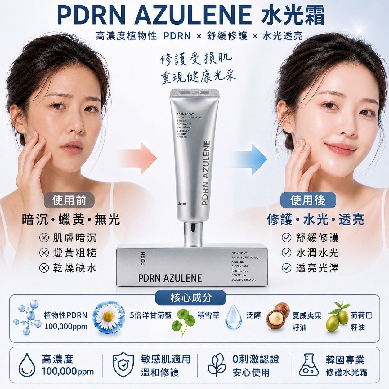【直播】LX053018 PDRN AZULENE 水光霜 50ML (買一送一)