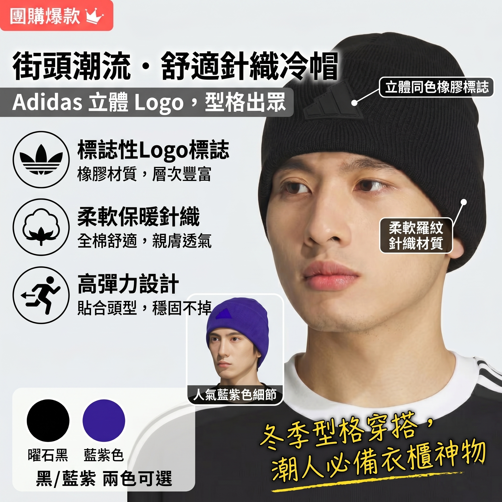 【預購】Adidas H053001 Postseason Logo 冷帽