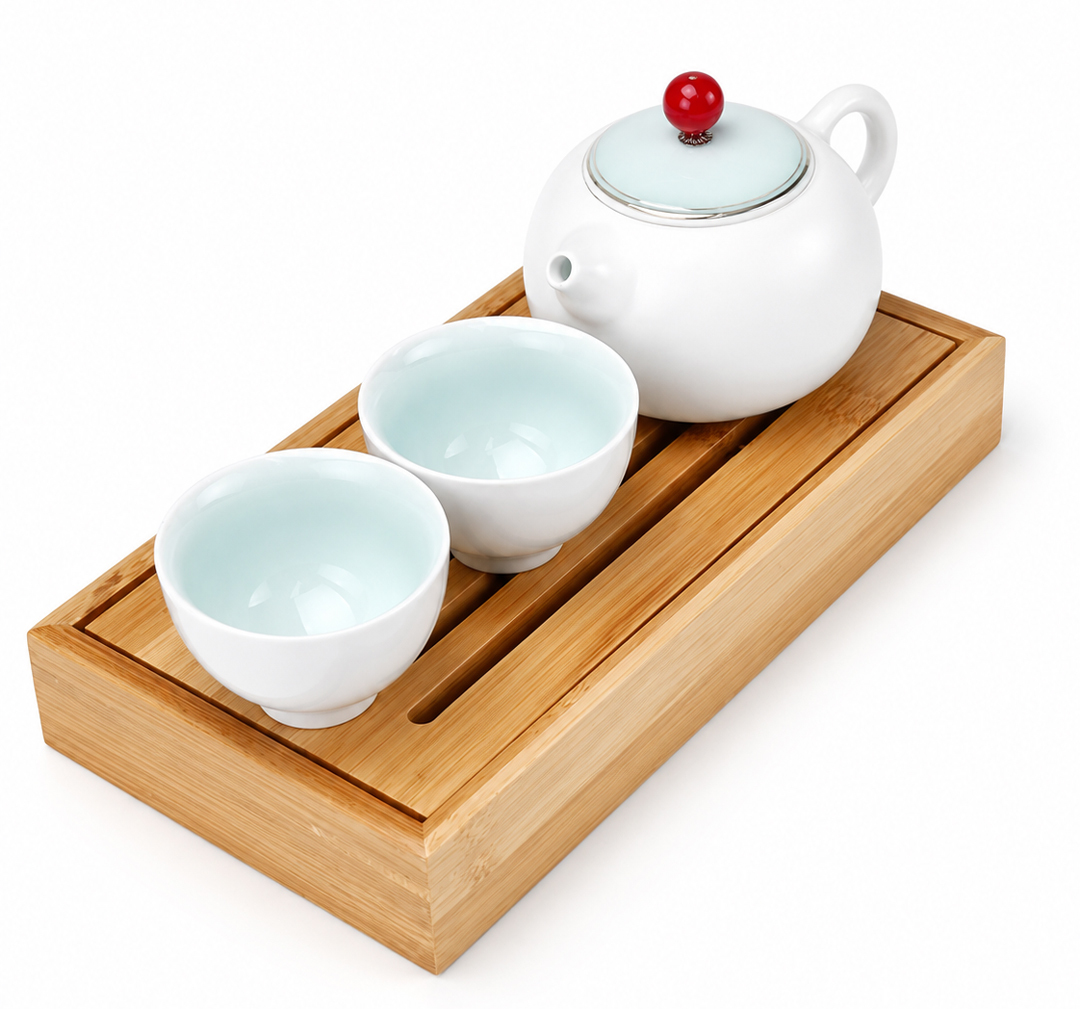 五大名窯長方包旅行茶組 一壺二杯