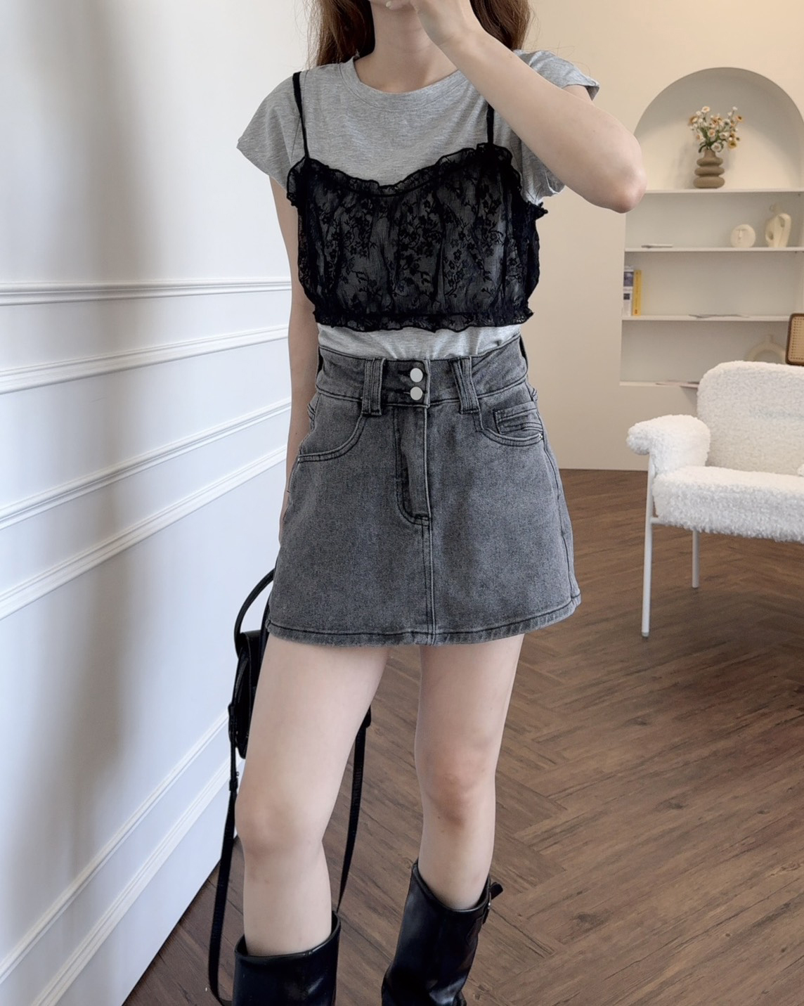 法朵Fado shop｜層次感蕾絲小外罩+短T 9265006 兩色