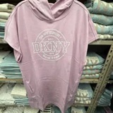 [S] DKNY PINK LAVENDER COLLEGIATE MEDALLION LOGO MINI HOODIE DRESS, DP6D4942-GX0 (SD1929)