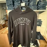 [S] DKNY BLACK VARSITY LOGO OVERSIZED TUNIC HOODIE, DP6T1564-BLK (SD1931)