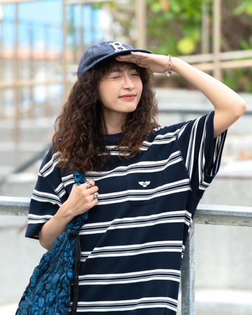 Ordinary 重磅鯨魚尾橫條短Tee