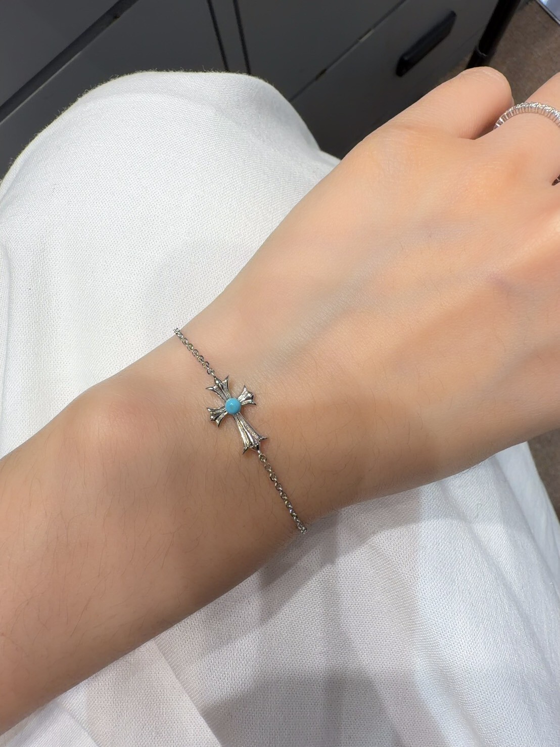 HM6224 ⚪️925 銀 十字架綠松石手鍊
