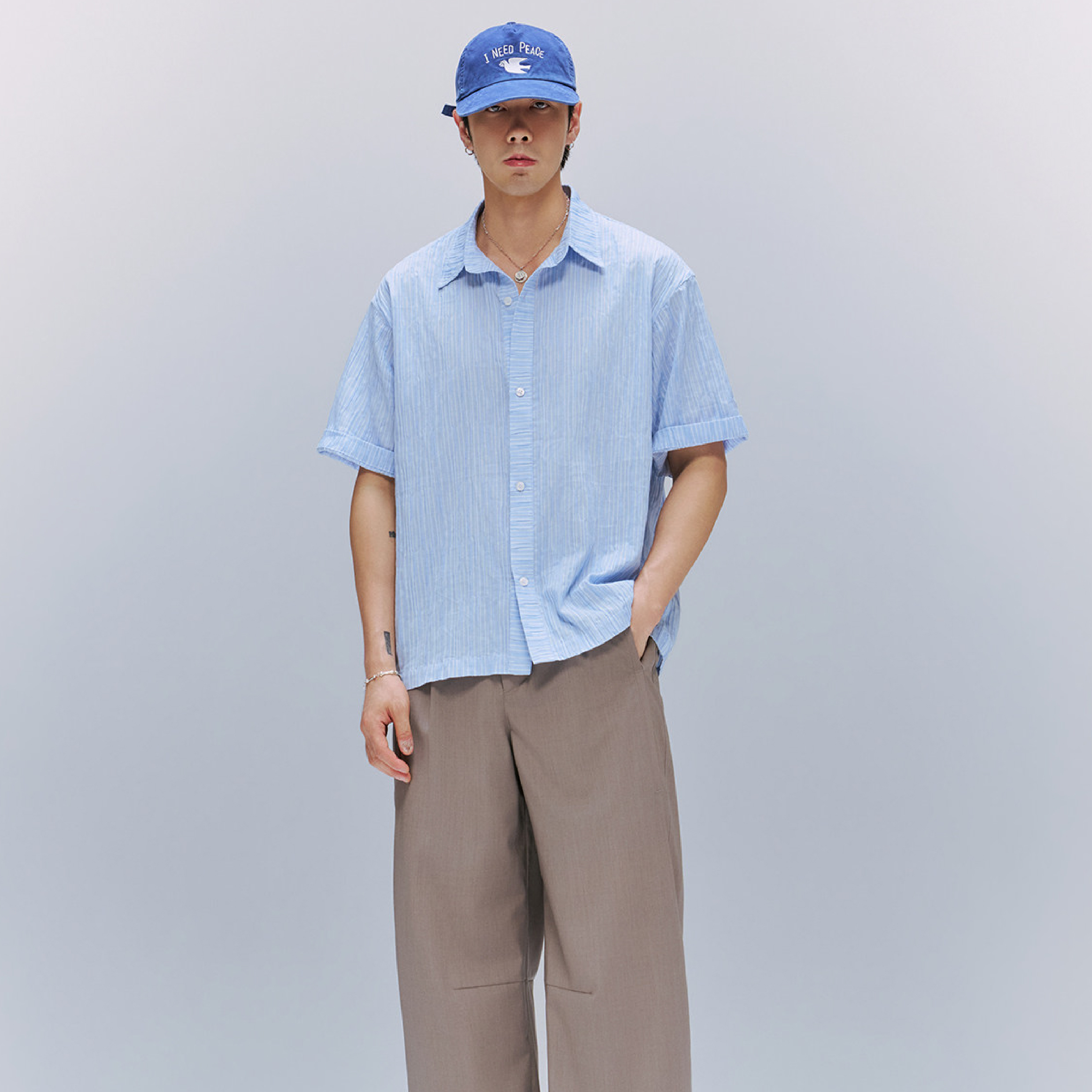 TANOXI Texture Stripe Shirts 皺感肌理 條紋襯衫 [TNX-S105]
