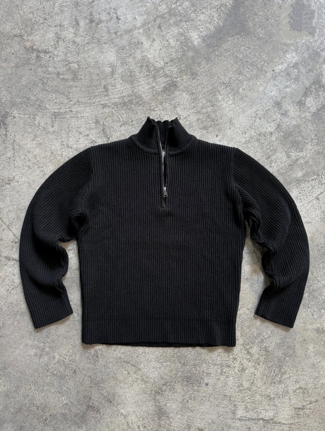 Knit Quarter Zip Sweater (Black)