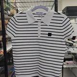 [S] DKNY IVORY/BLACK CROPPED STRIPED POLO SWEATER, DJ5R0728-IVK (SD1948)
