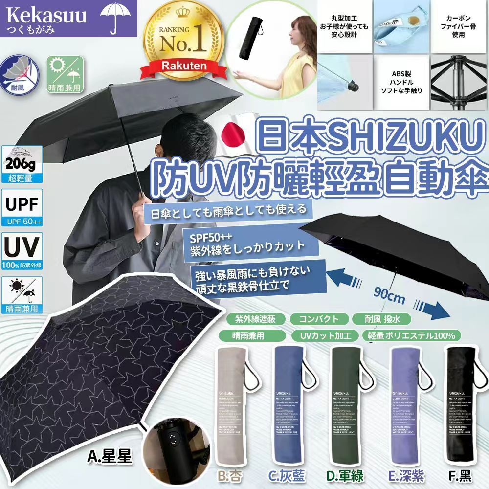 (現貨) 日本 Shizuku 防 UV 防曬輕盈自動傘