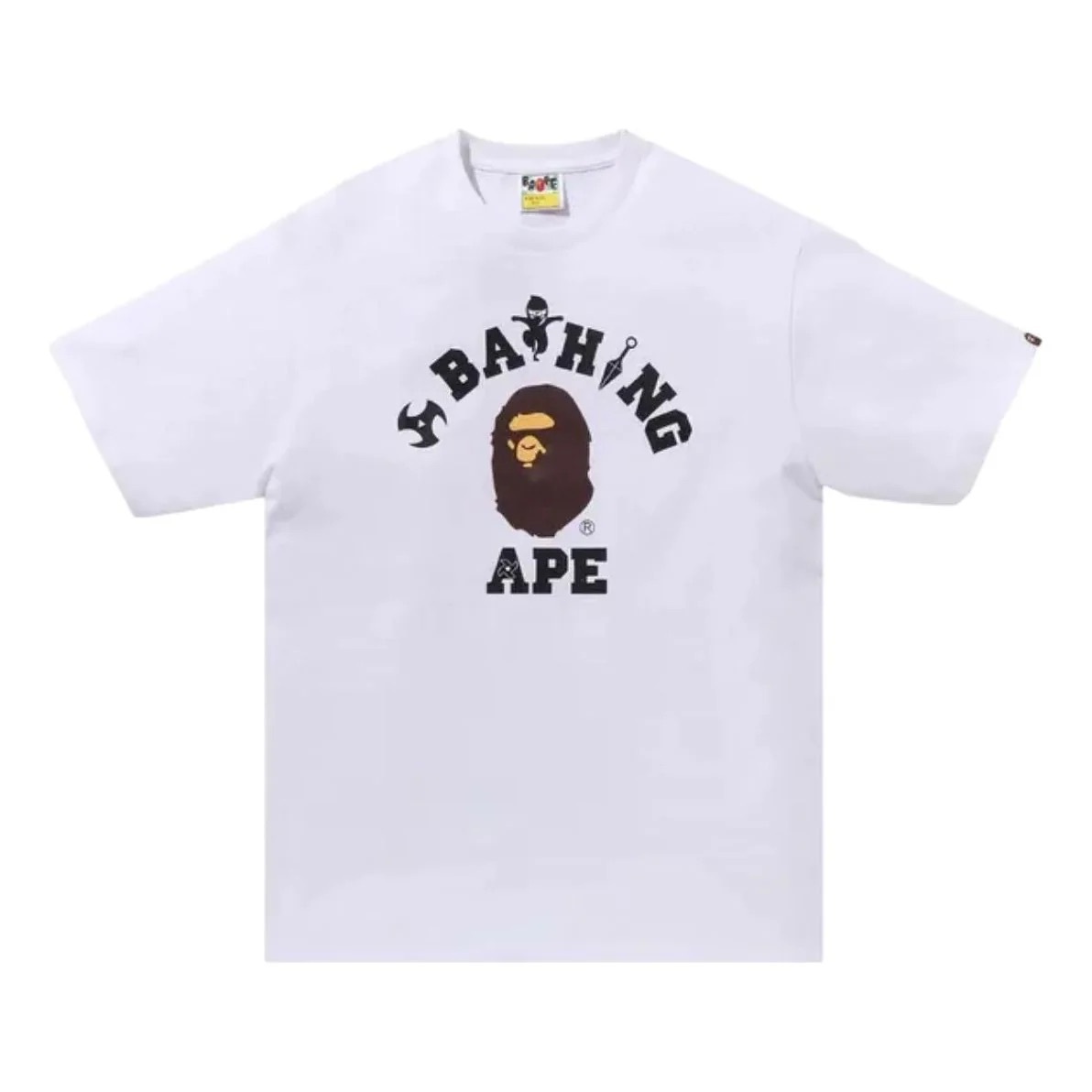 -(B4c03)-A BATHING APE APE HEAD BAPE NINJA COLLEGE TEE 忍者 小猿人T 白色/黑色- 1J22110070