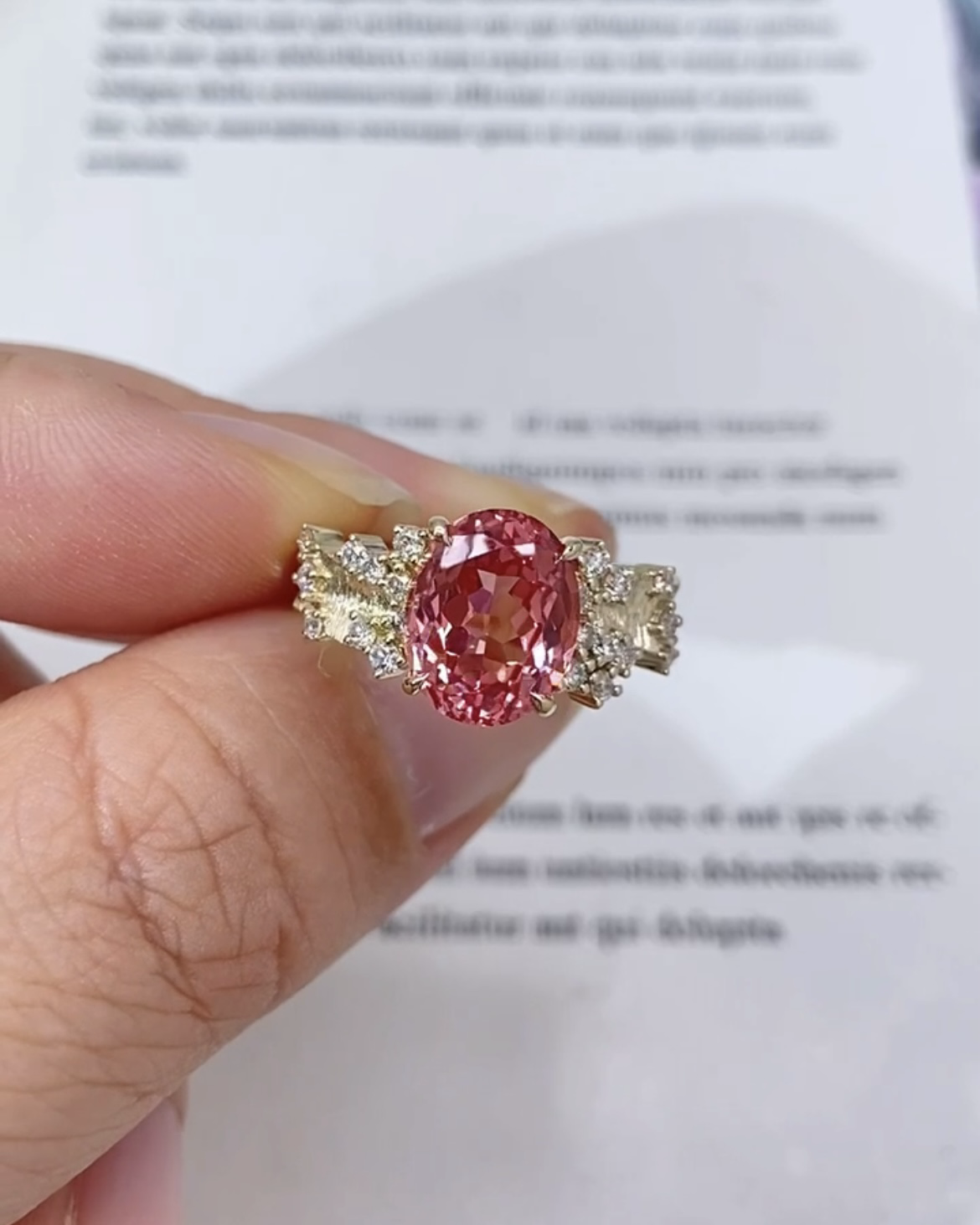 Orange sapphire ring