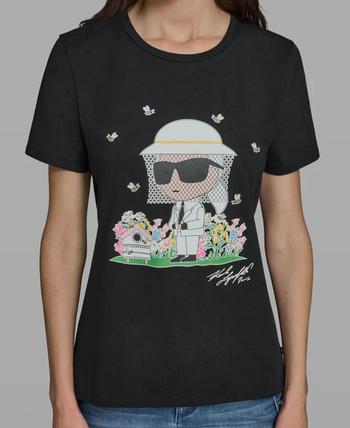加姐 Karl Lagerfeld 女裝老佛爺小蜜蜂 Tee (黑) *滿$899包京東送貨上門* KL44