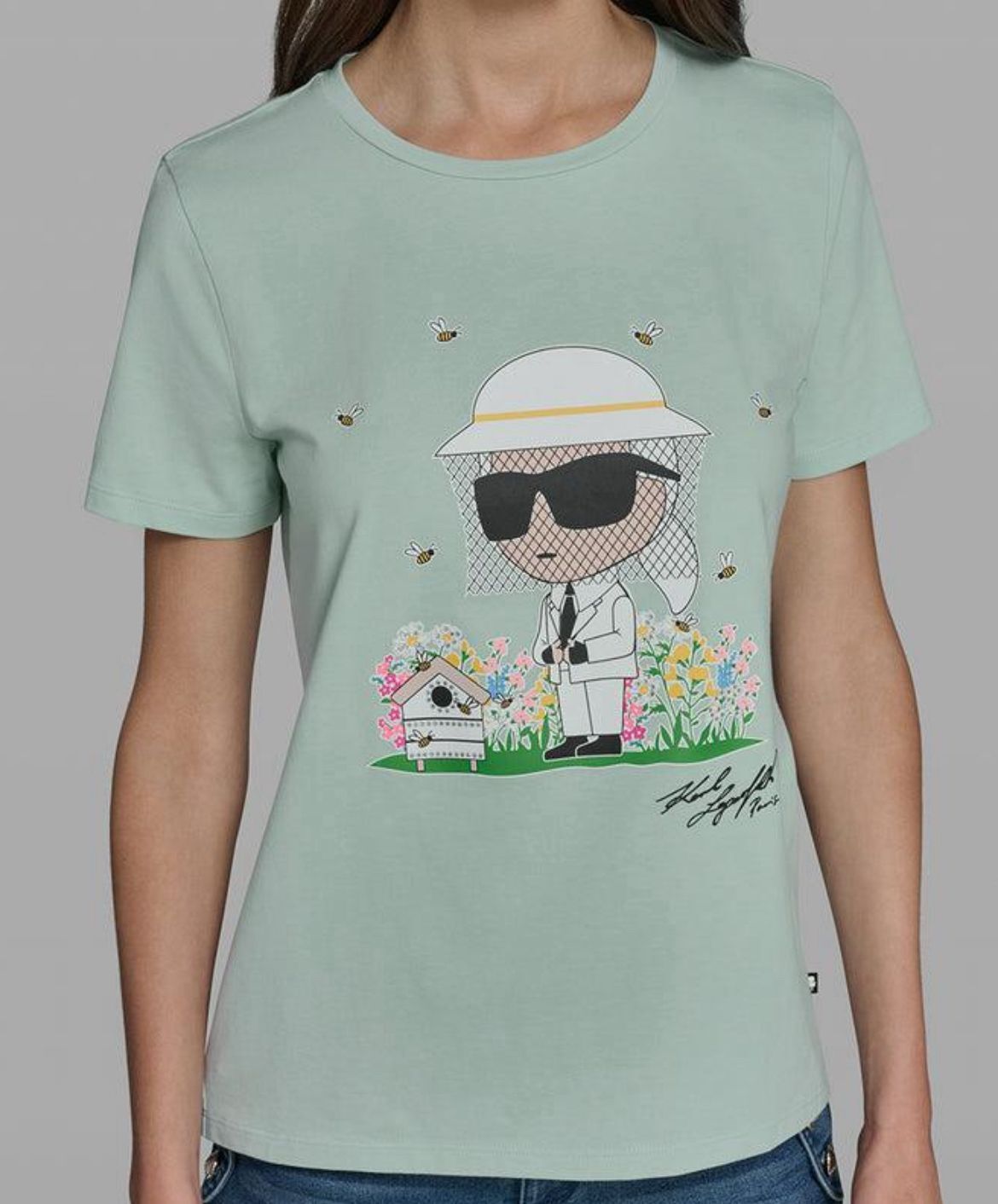 加姐 Karl Lagerfeld 女裝老佛爺小蜜蜂 Tee (綠) *滿$899包京東送貨上門* KL55