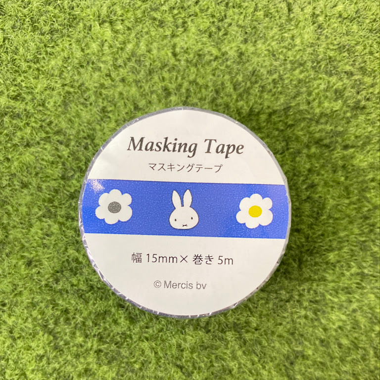 深藍底 小花與米菲 miffy 米菲兔 紙膠帶｜KUTSUWA 日本