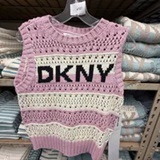 [S] DKNY LVNDR/IVORY/BLACK STRIPED POINTELLE STITCH SWEATER, DJ6R0135-CI4 (SD1955)