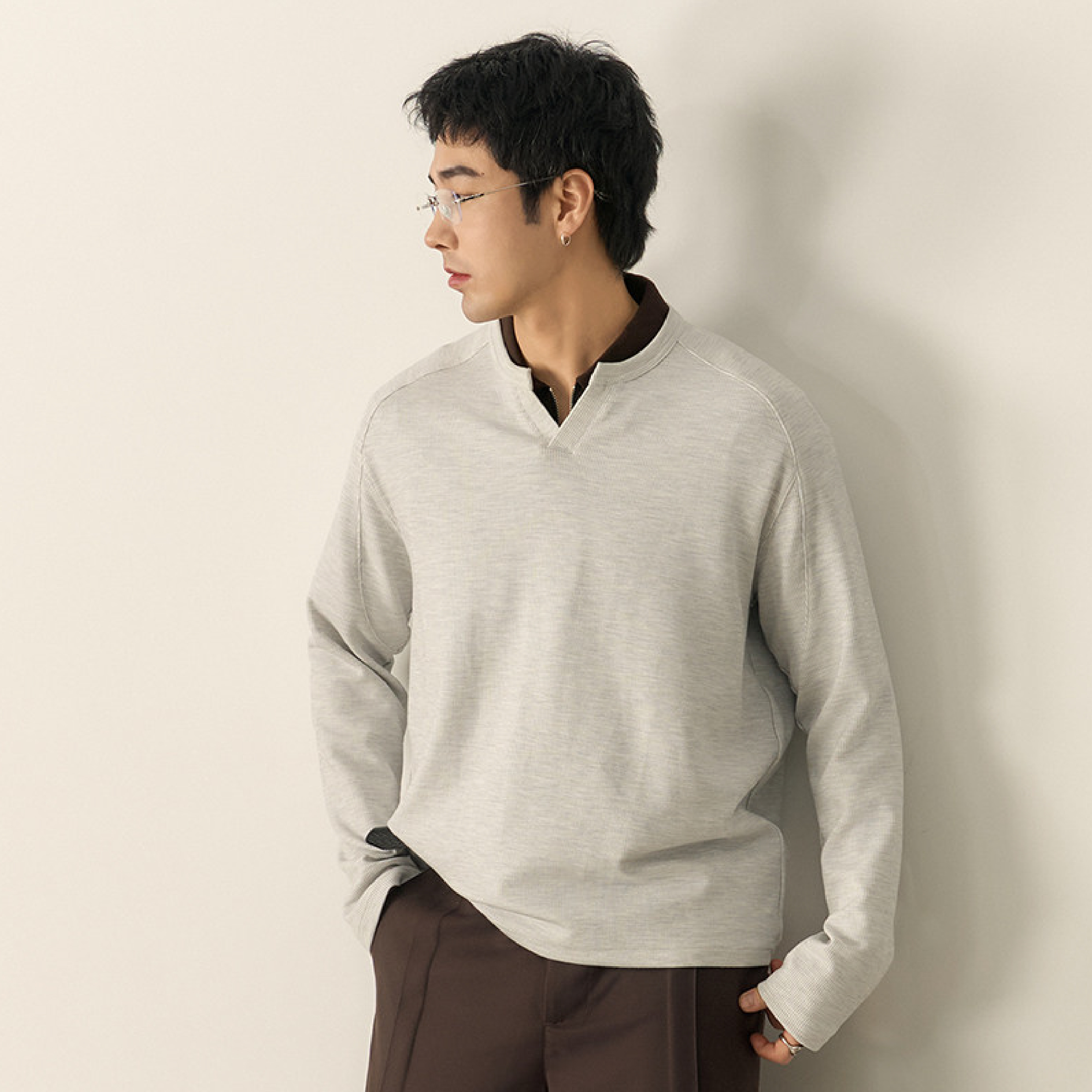 TANOXI V-Neck Basic LS Tee 小V領 基礎長袖Tee [TNX-T400]