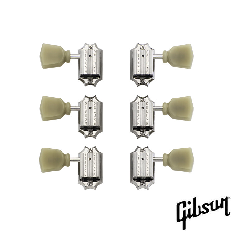 Gibson PMMH-010 Deluxe Green Key Tuner Set - Vintage Nickel