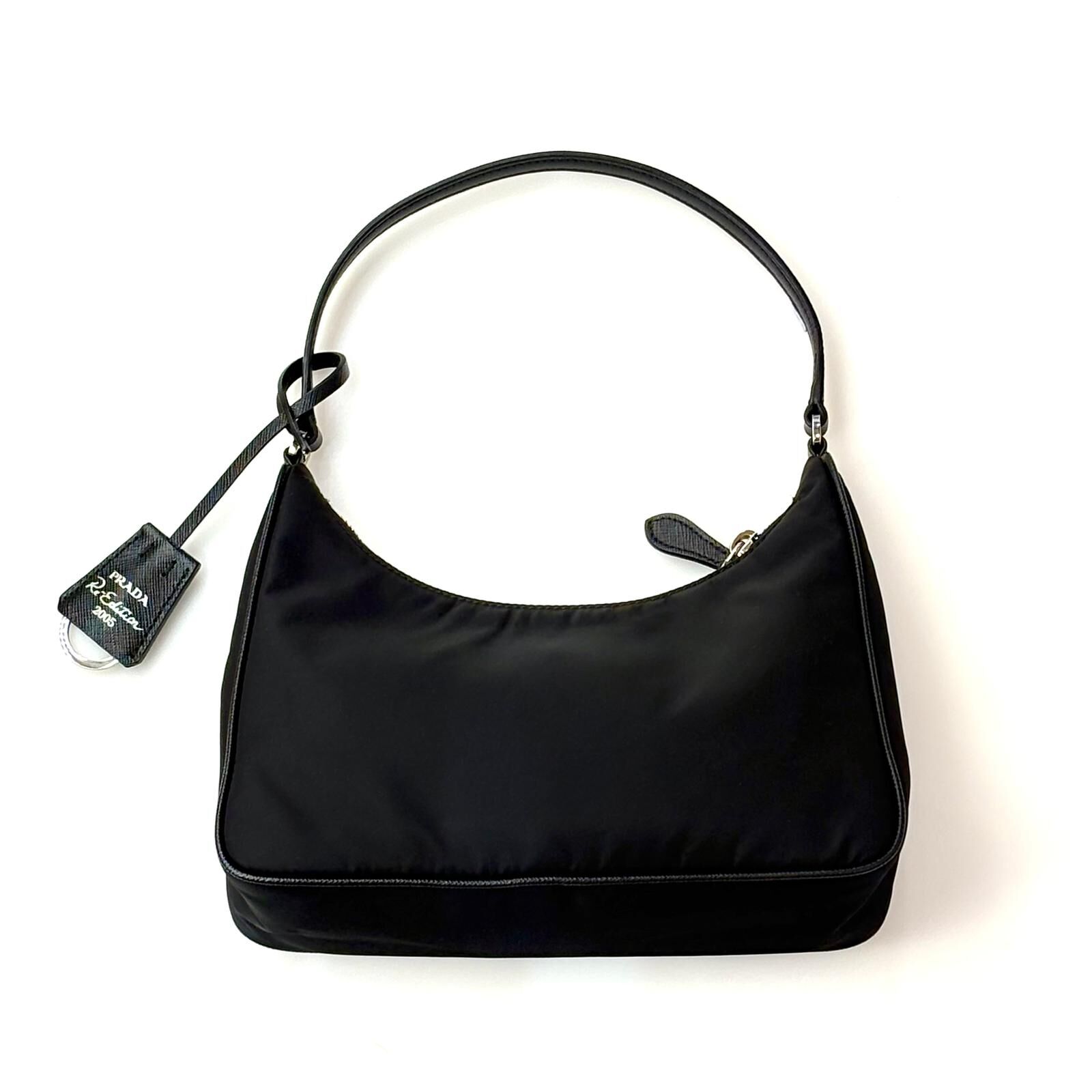 全新PRADA HANDBAG 1NE204 普拉達腋下包 黑色防水尼龍/牛皮肩帶, #BRAND NEW #香榭站正品