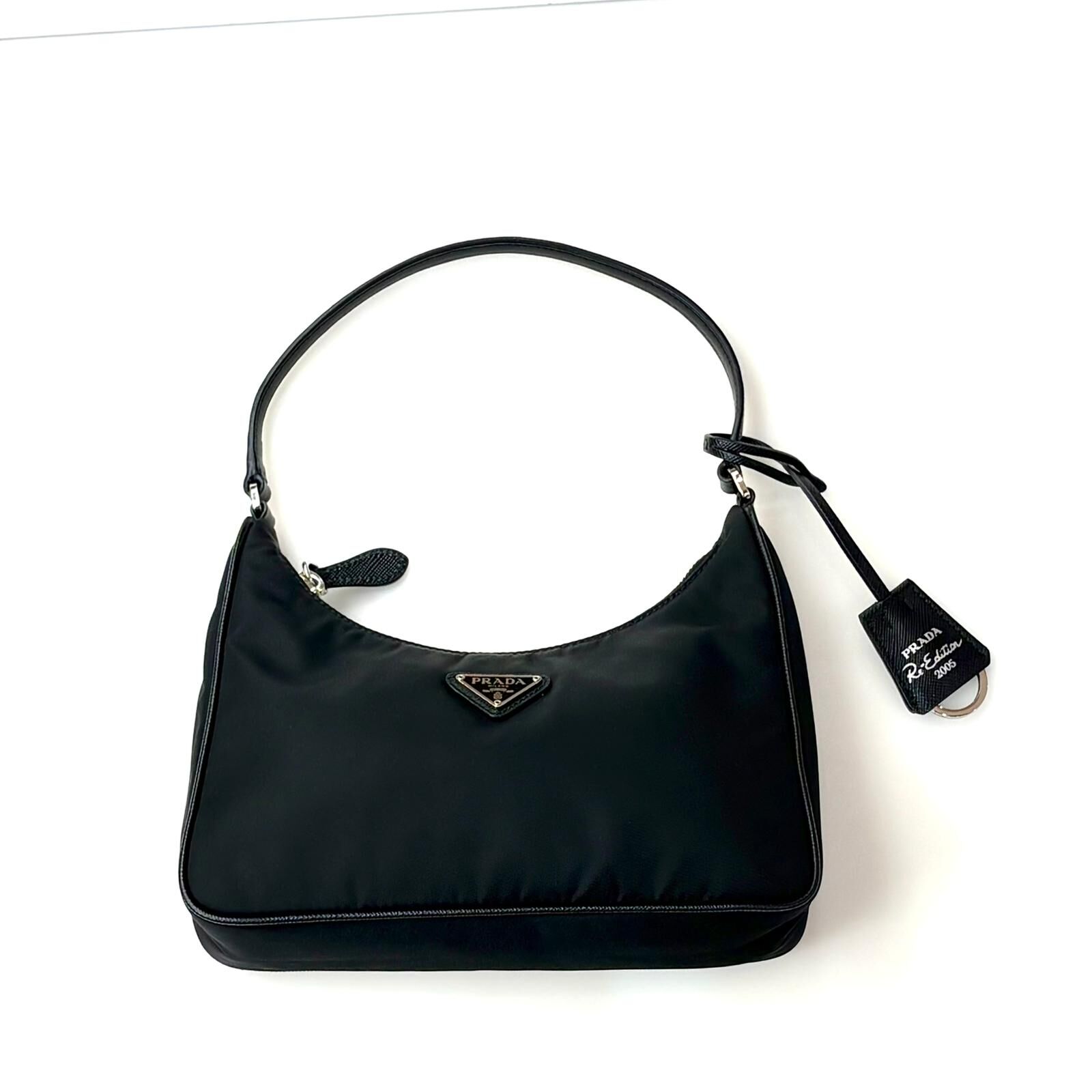 全新PRADA HANDBAG 1NE204 普拉達腋下包 黑色防水尼龍/牛皮肩帶, #BRAND NEW #香榭站正品