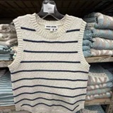 [S] DKNY EGGNOG/INDIGO SLEEVELESS STRIPED SWEATER, DJ6R0253-CQ7 (SD1975)