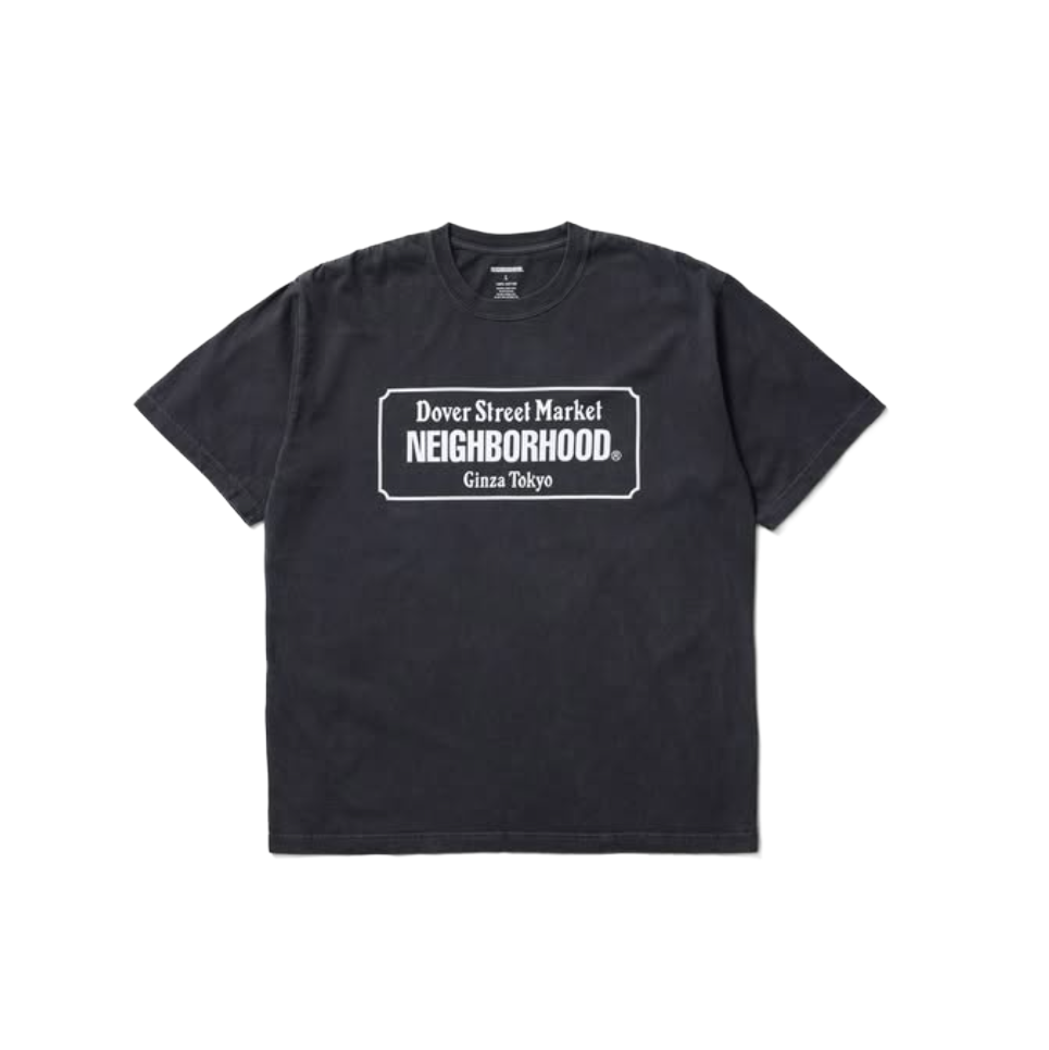 -(B3d04)-NEIGHBORHOOD X DOVER STREET MARKET T-SHIRT DSM 銀座限定 文字款 水洗T 黑-261PCNH-ST11S