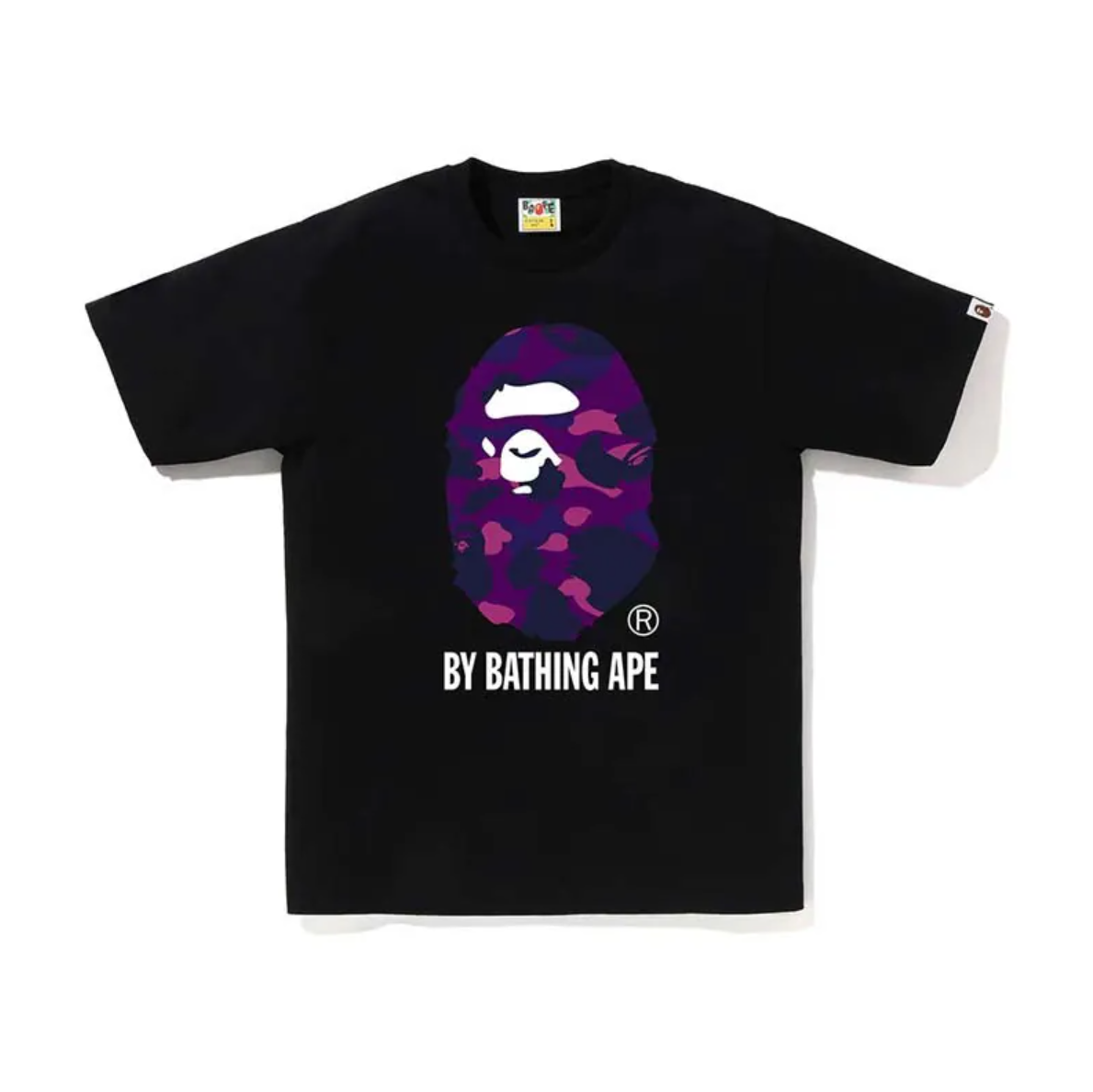 -(B4c03)-A BATHING APE COLOR CAMO APE HEAD TEE 紫迷彩 猿人頭 短T 黑-001TEM301020M