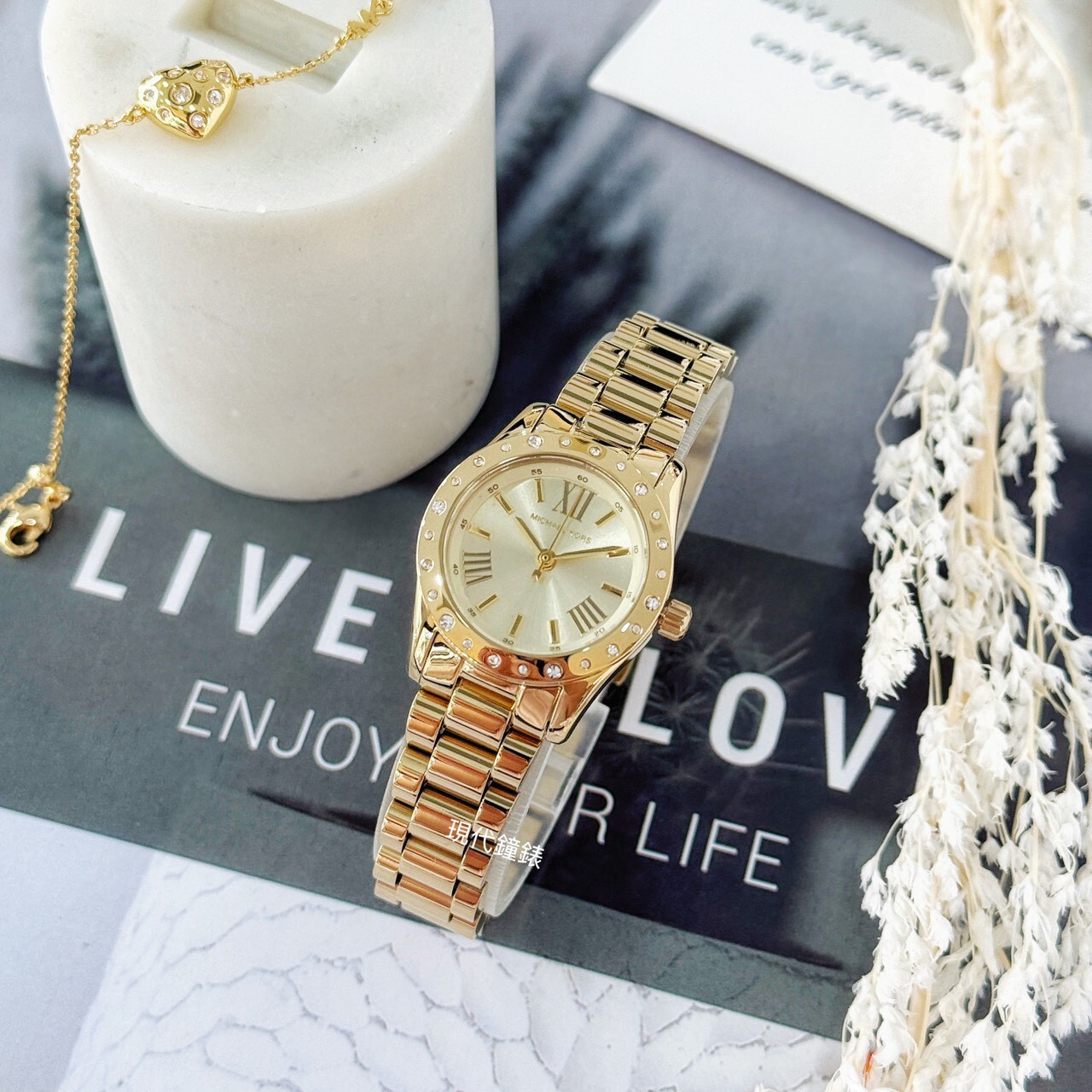 【MICHAEL KORS】 Petite Lexington 時尚晶鑽精緻手錶手鍊套組MK4992SET 26mm 現代鐘錶