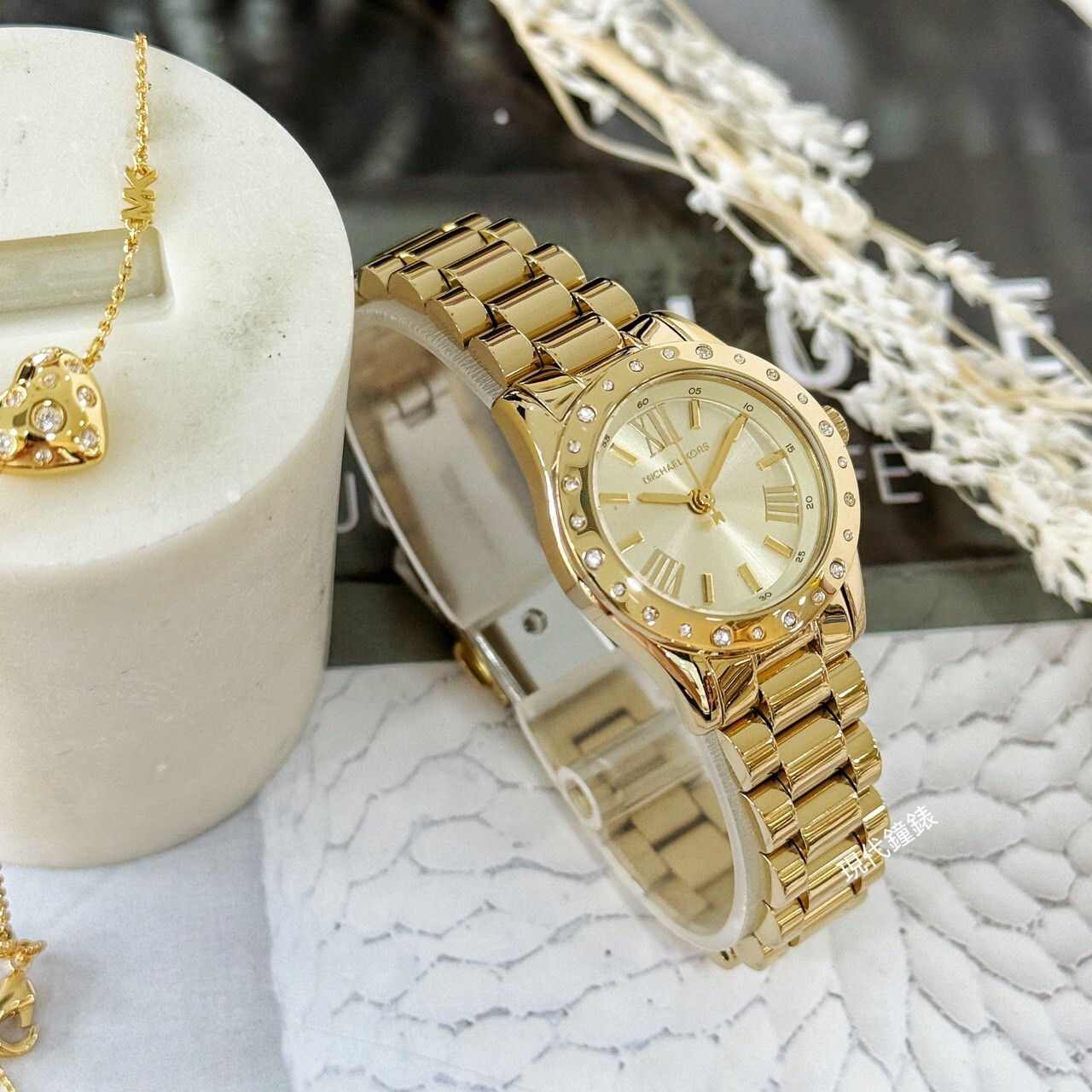 【MICHAEL KORS】 Petite Lexington 時尚晶鑽精緻手錶手鍊套組MK4992SET 26mm 現代鐘錶