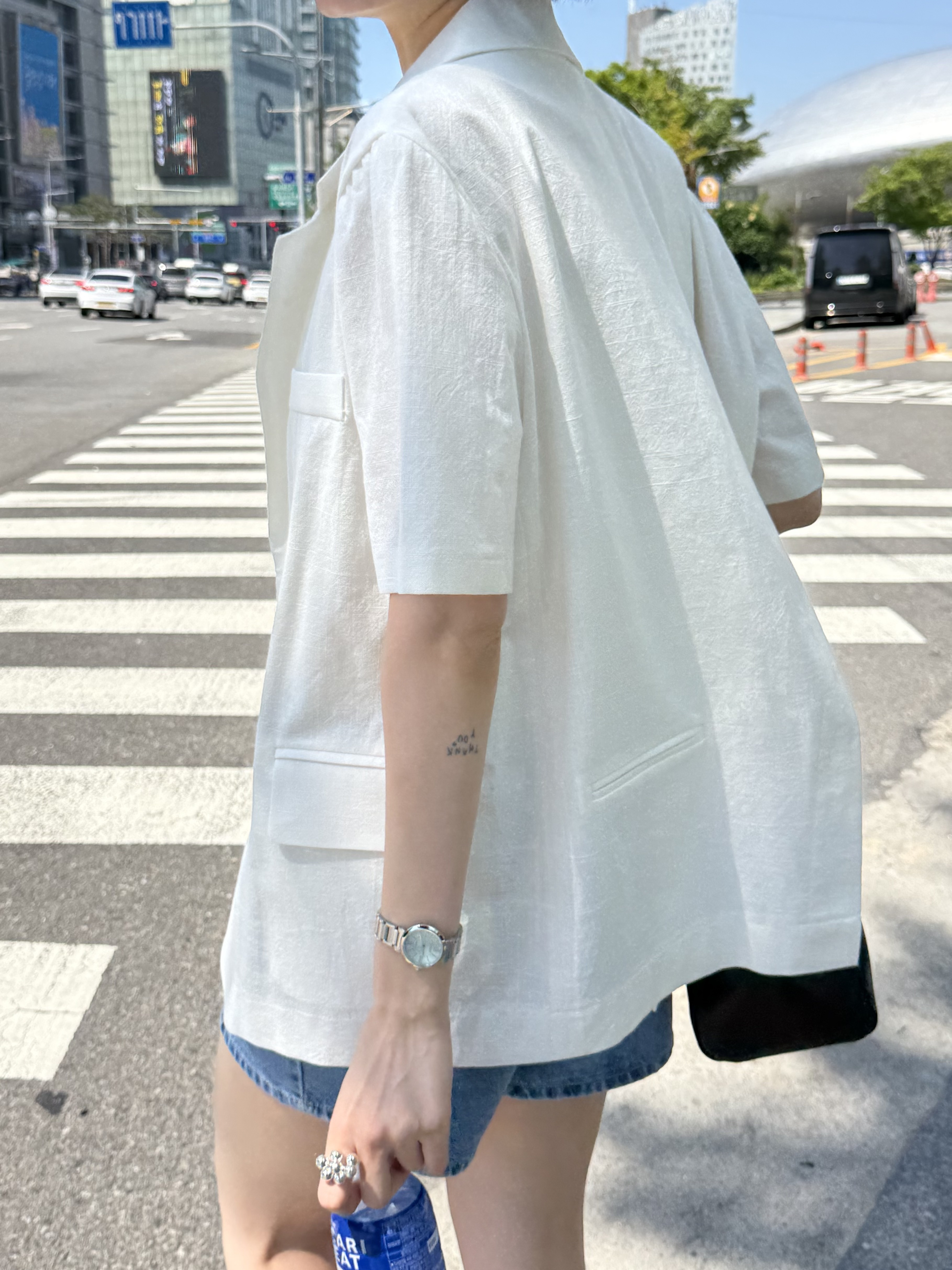 後背翅膀無墊肩棉麻外/2色均碼/白