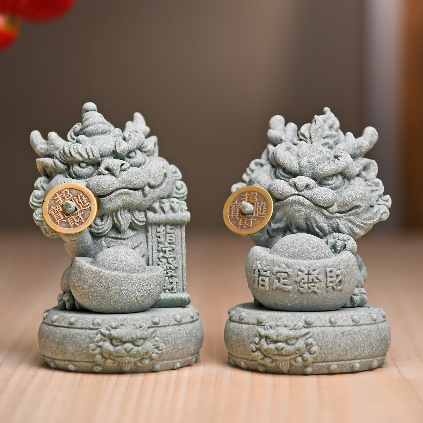 傳藝工坊- 『青砂石指定賺錢小招財貔貅』贈送銅錢、小石鼓祥獸可一對收藏！