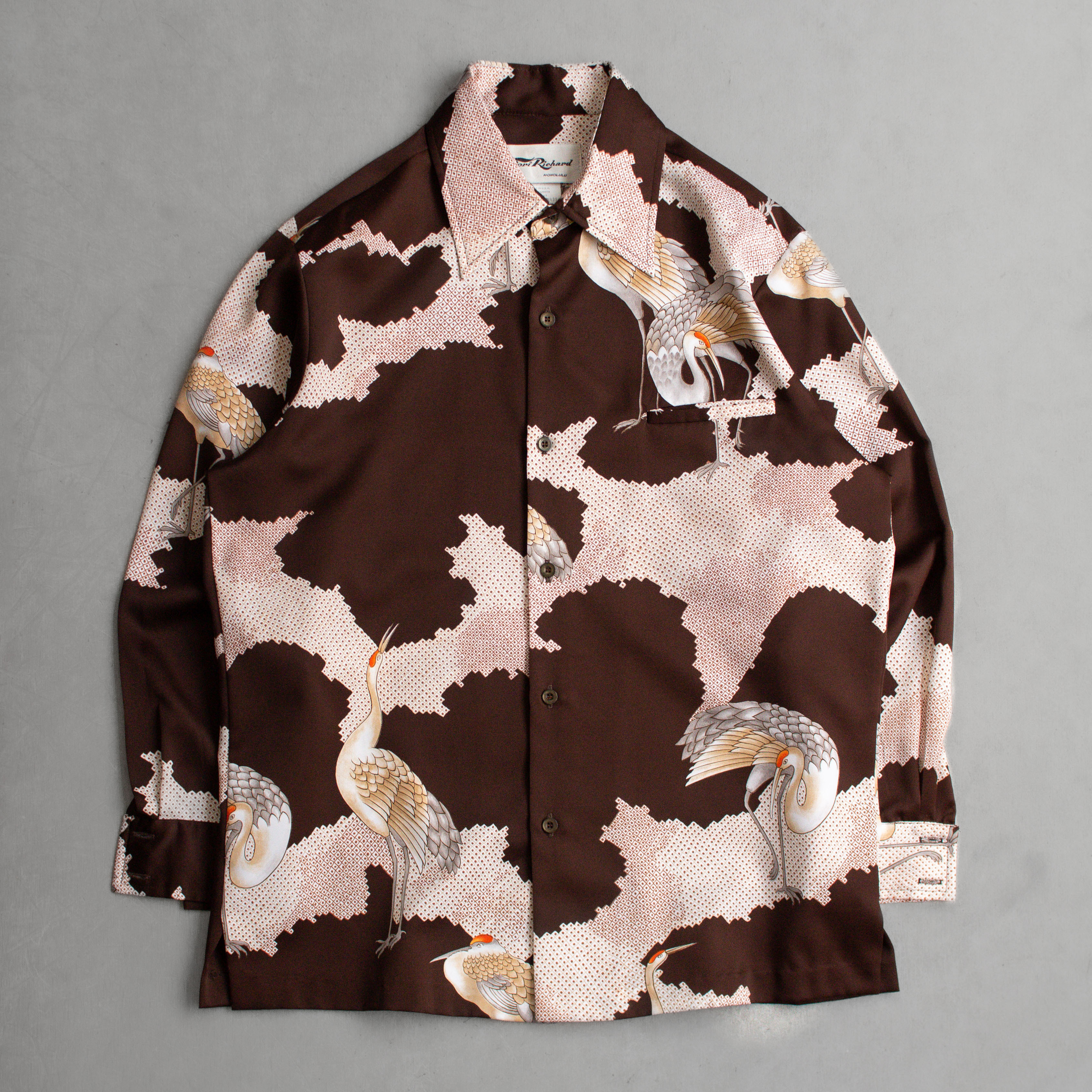 70-80S TORI RICHARD HAWAII SHIRT 美國製 咖啡 和柄 箭領 夏威夷襯衫 B