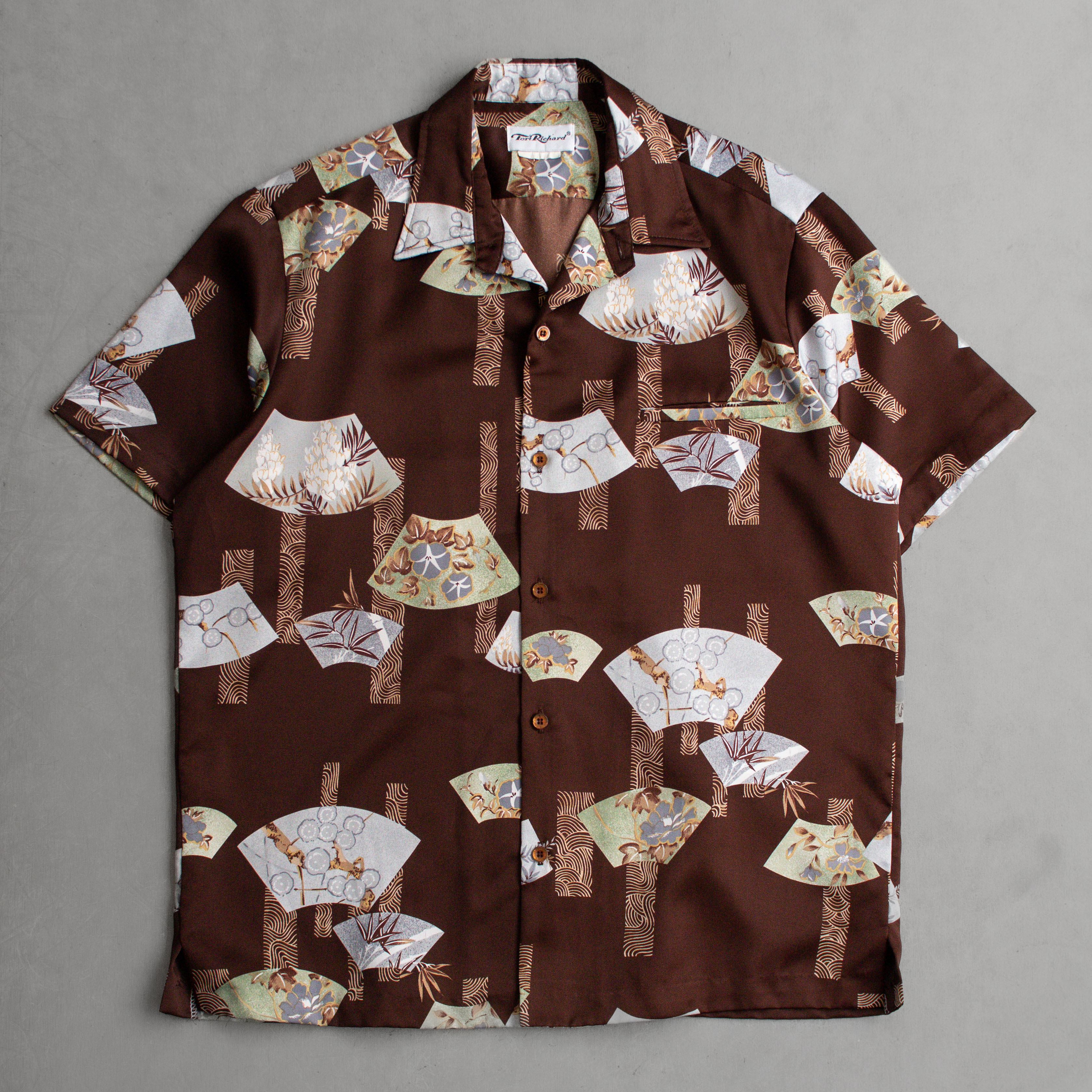 70-80S TORI RICHARD HAWAII SHIRT 美國製 咖啡 和柄 開領 夏威夷襯衫 C