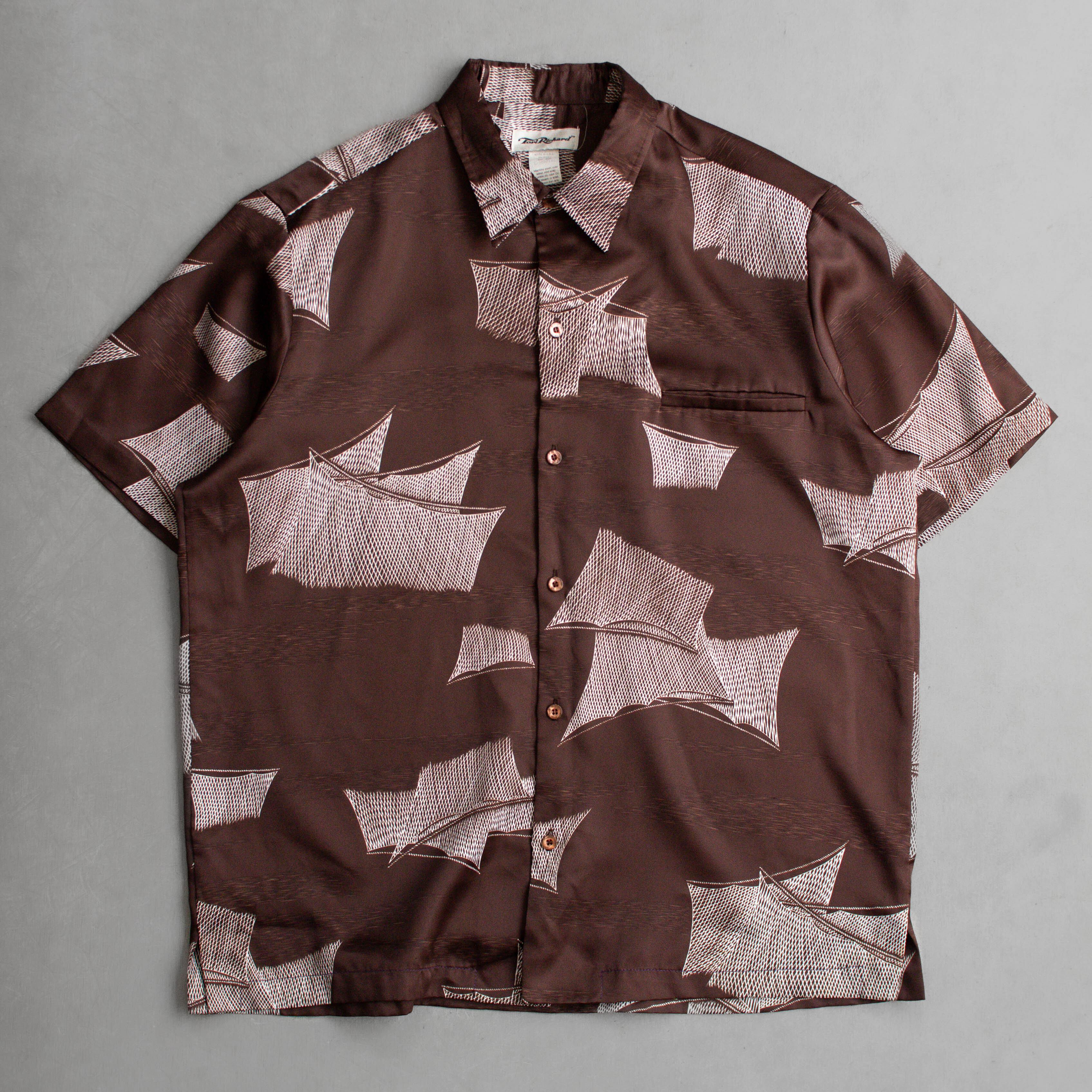 70-80S TORI RICHARD HAWAII SHIRT 美國製 咖啡 和柄 開領 夏威夷襯衫 D