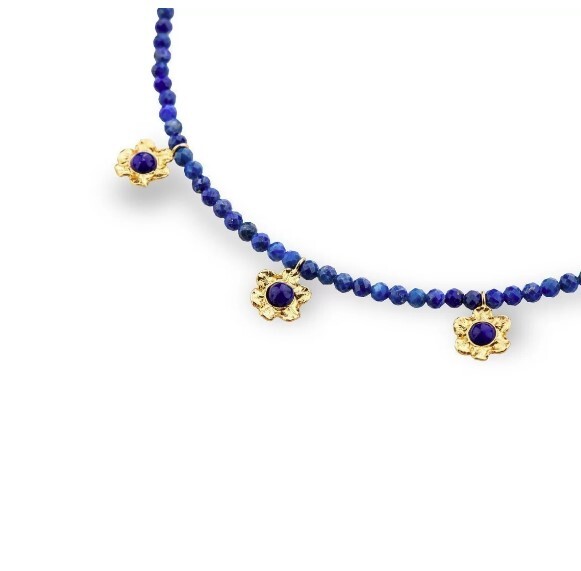 1TA0530-258 [THALLO] Nefeli 疊層項鍊，24K 鍍金純銀藍色 #s842b (EU)