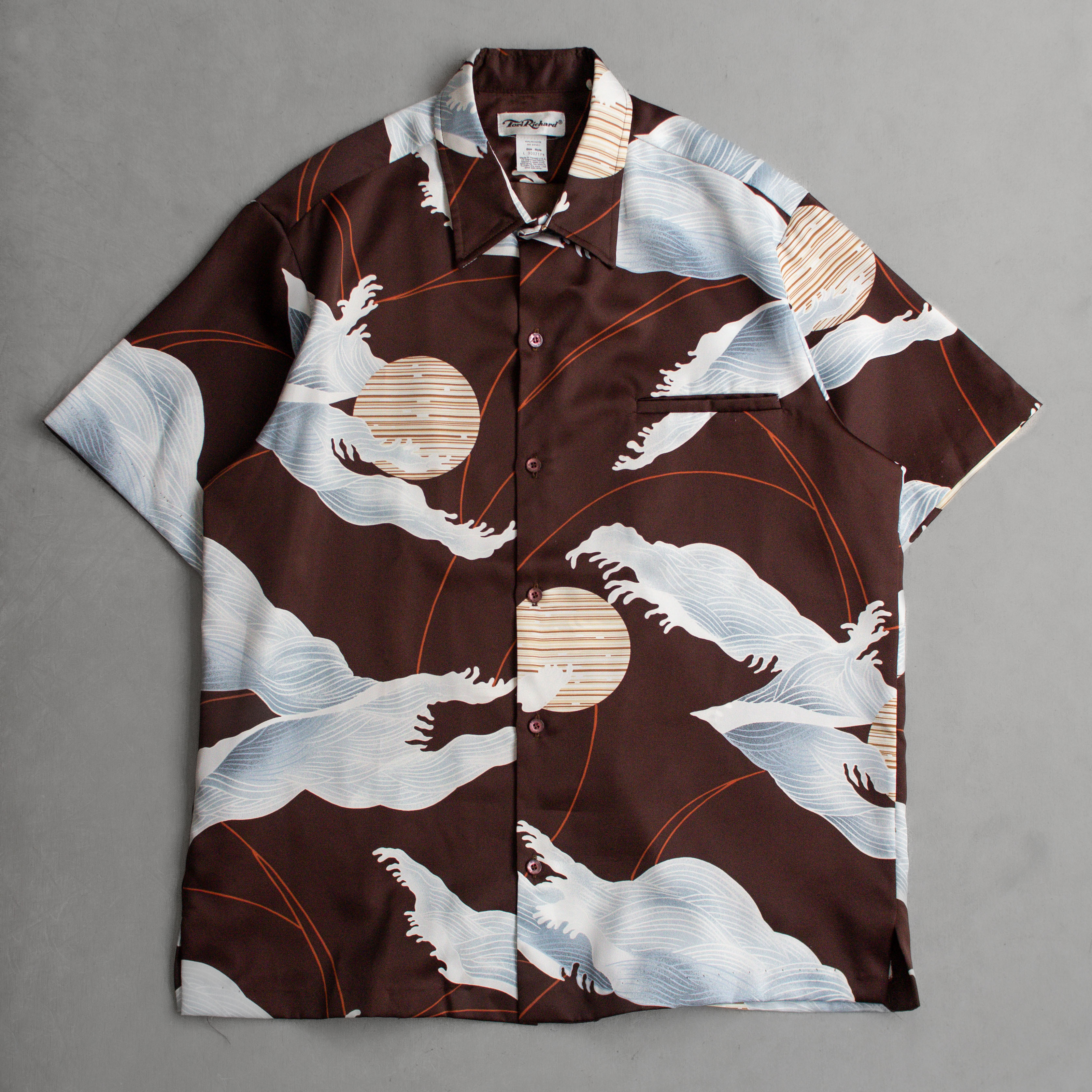 70-80S TORI RICHARD HAWAII SHIRT 美國製 咖啡 和柄 開領 夏威夷襯衫 E