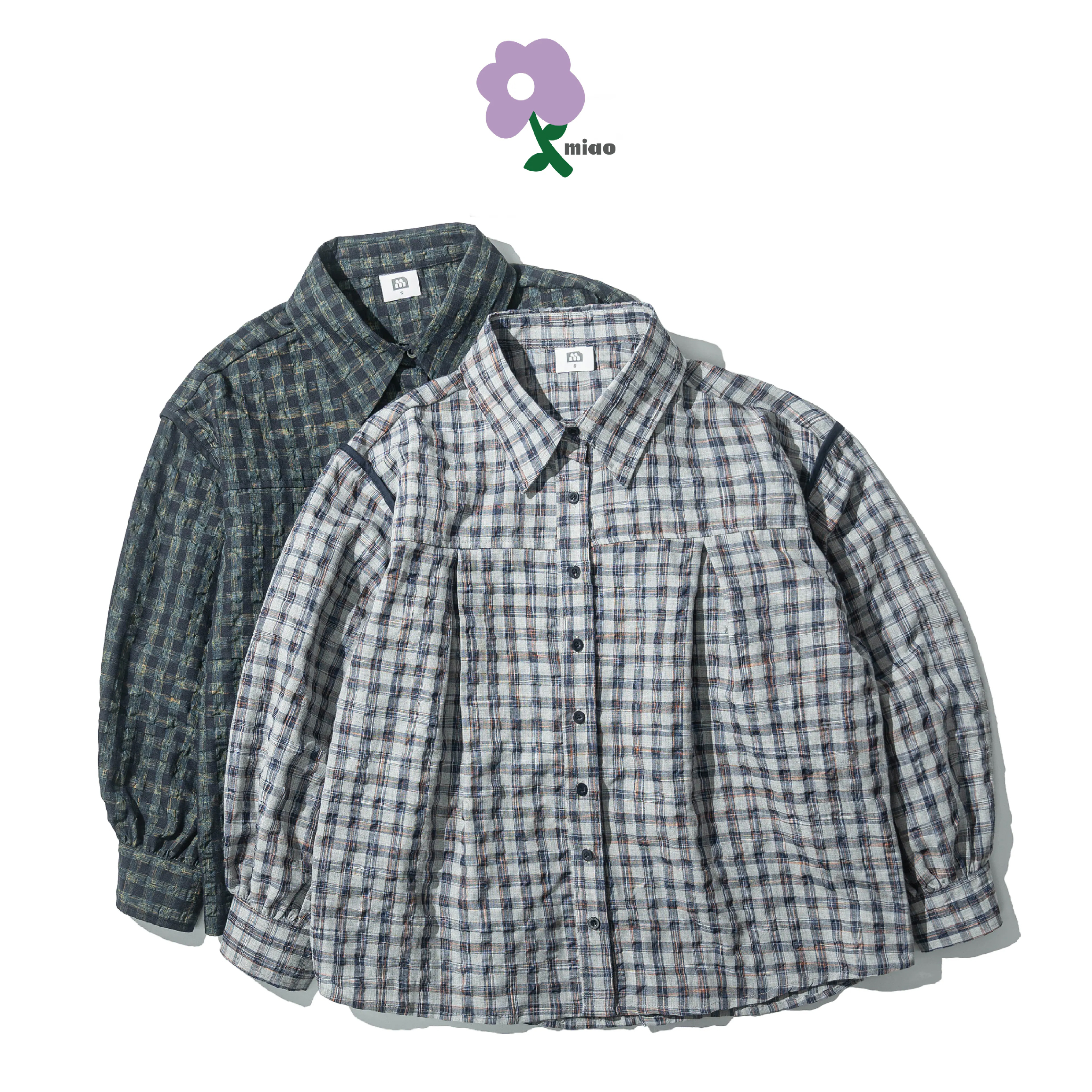 AGILITY MIAO Seersucker Plaid LS Shirts 泡泡紗 格紋 長袖襯衫 [M-SH06]