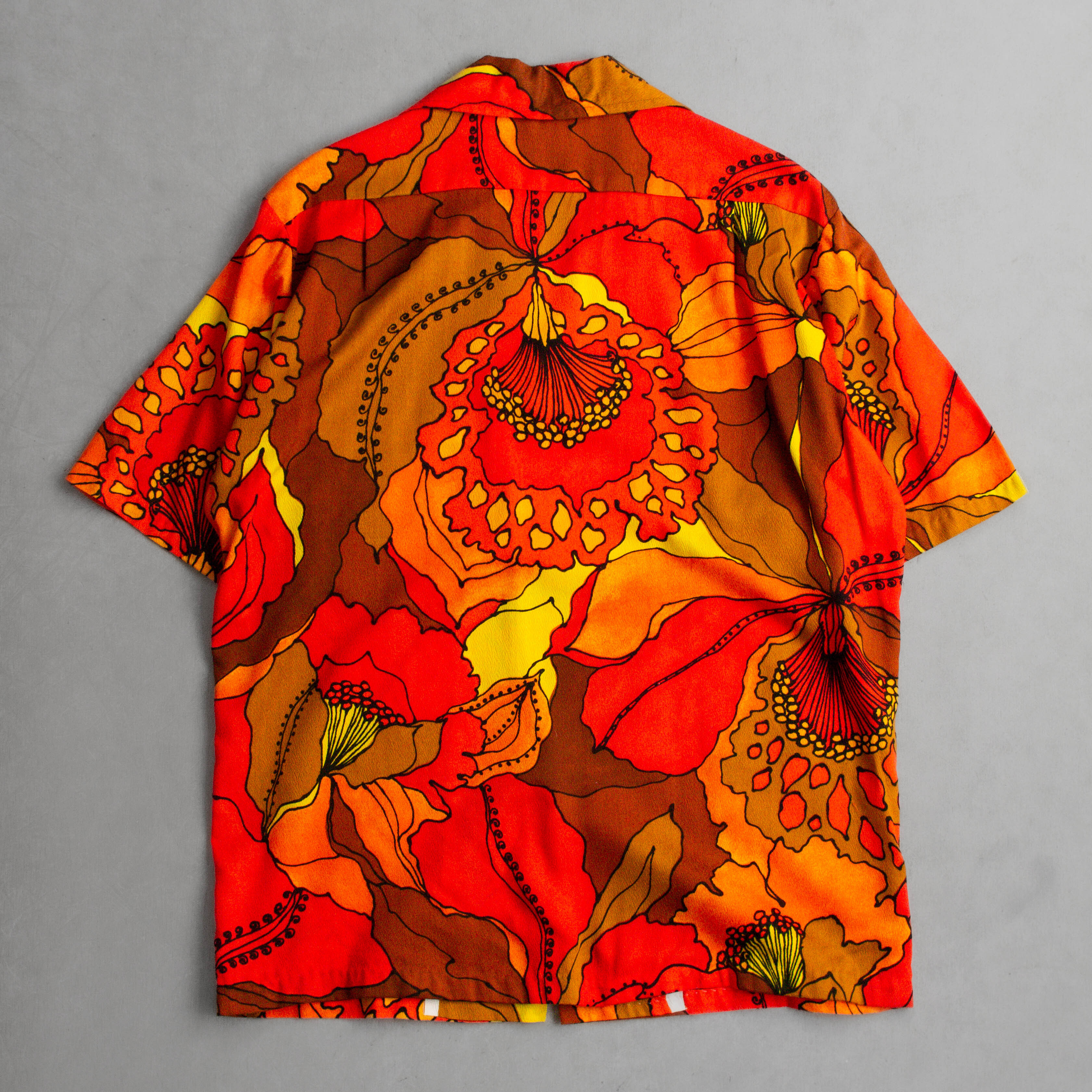 60-70S VINTAGE HAWAII SHIRT 美國製 橘色 扶桑花 開領 夏威夷 短袖 襯衫 K