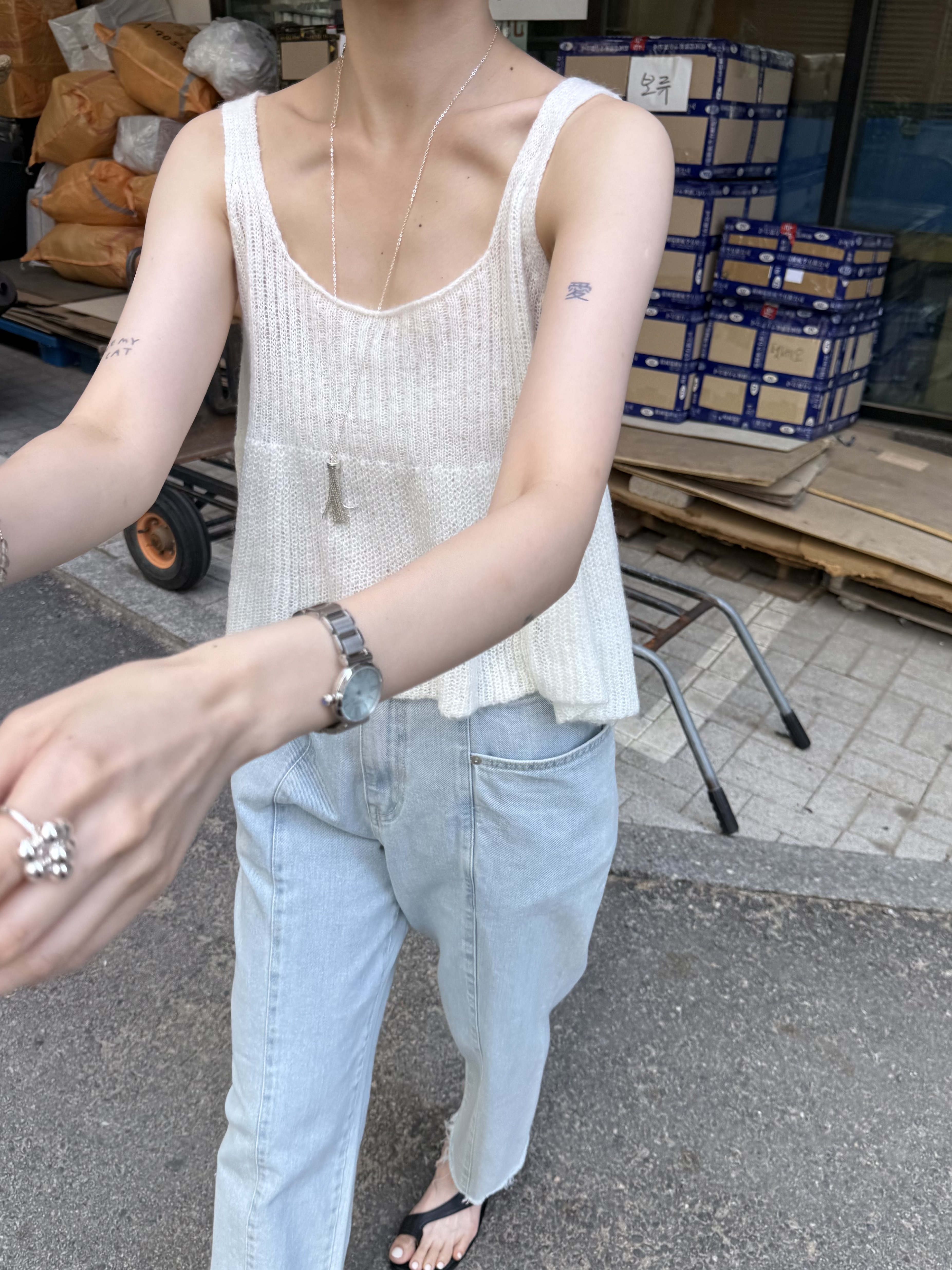 夏日羊毛蒲公英背心/2色均碼/米白